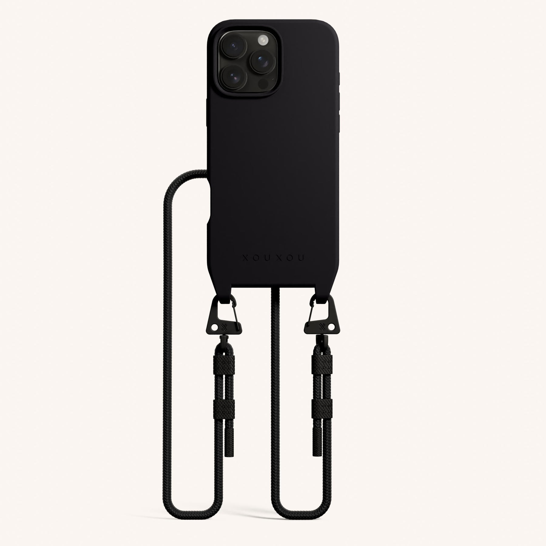 Handykette mit Karabinerband in Schwarz