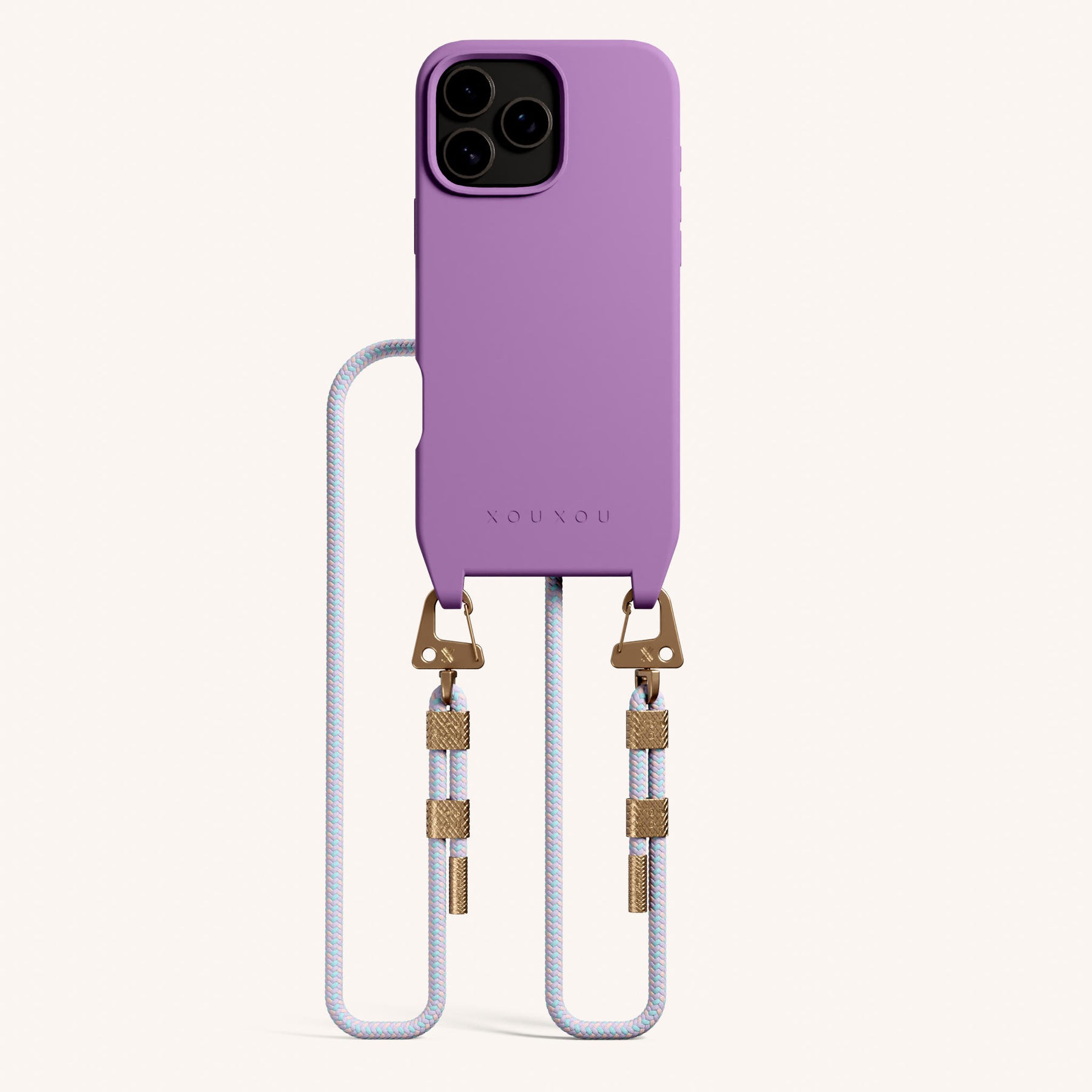 Phone Necklace with Carabiner Rope in Lavender + Vibrant Pastel