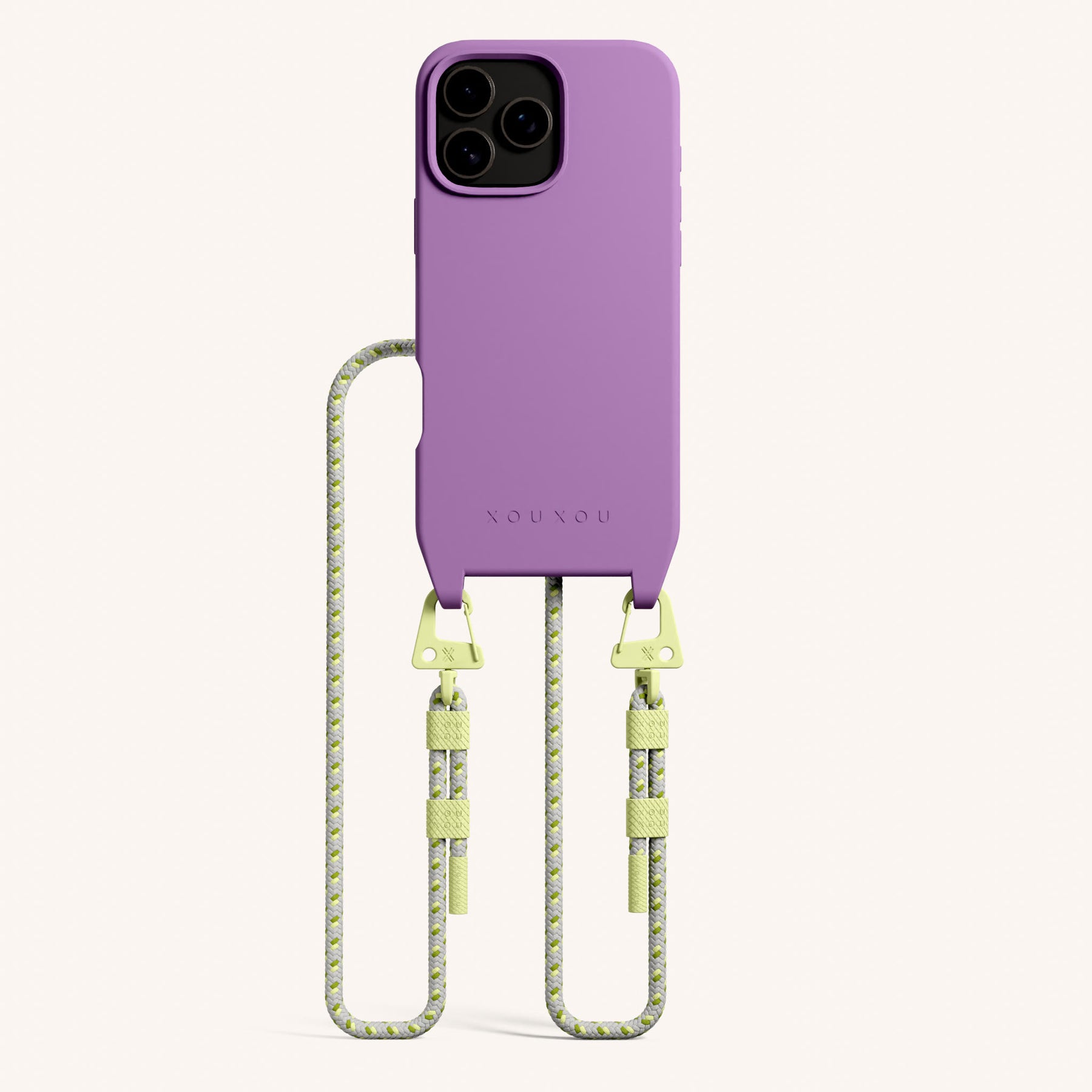 Phone Necklace with Carabiner Rope in Lavender + Spotted Y2K