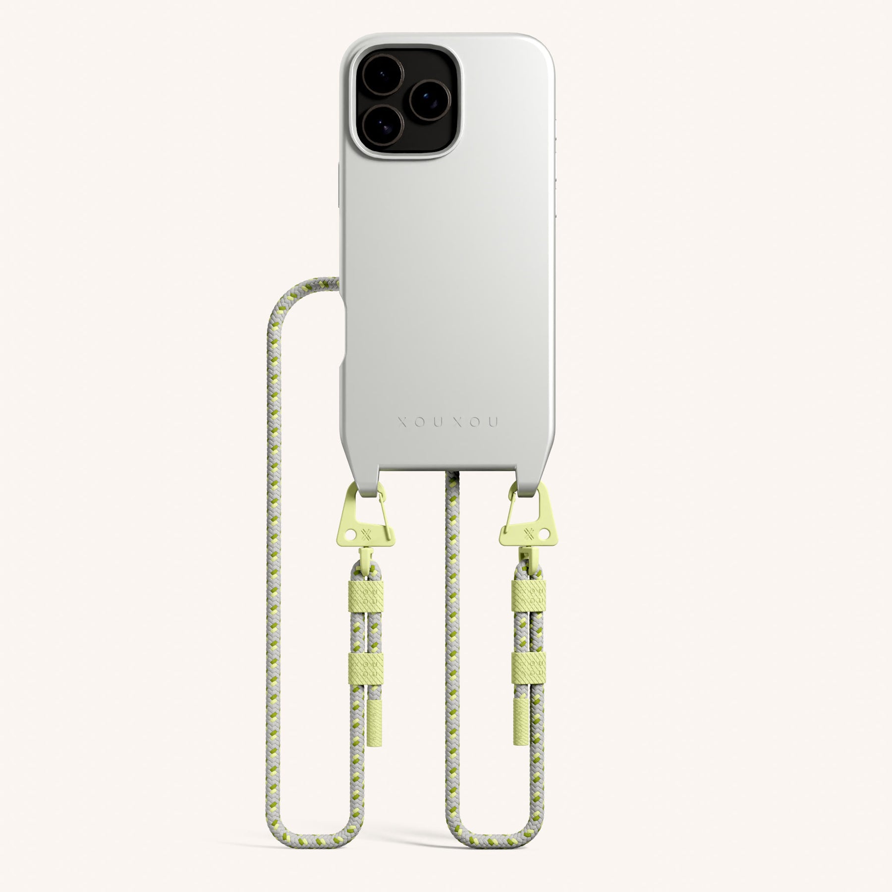Phone Necklace with Carabiner Rope in Y2K Silver