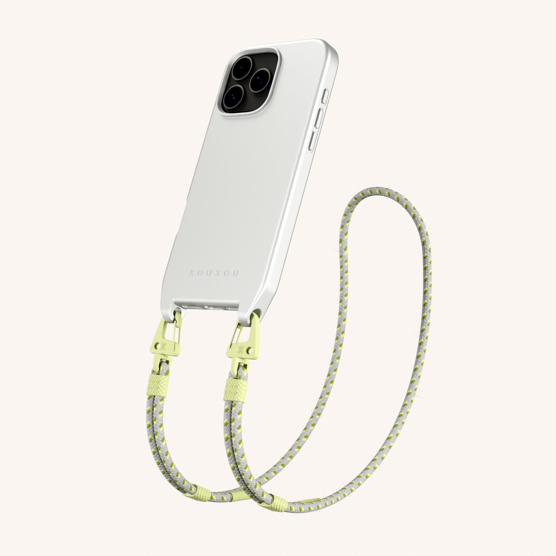 Phone Necklace with Carabiner Rope in Y2K Silver