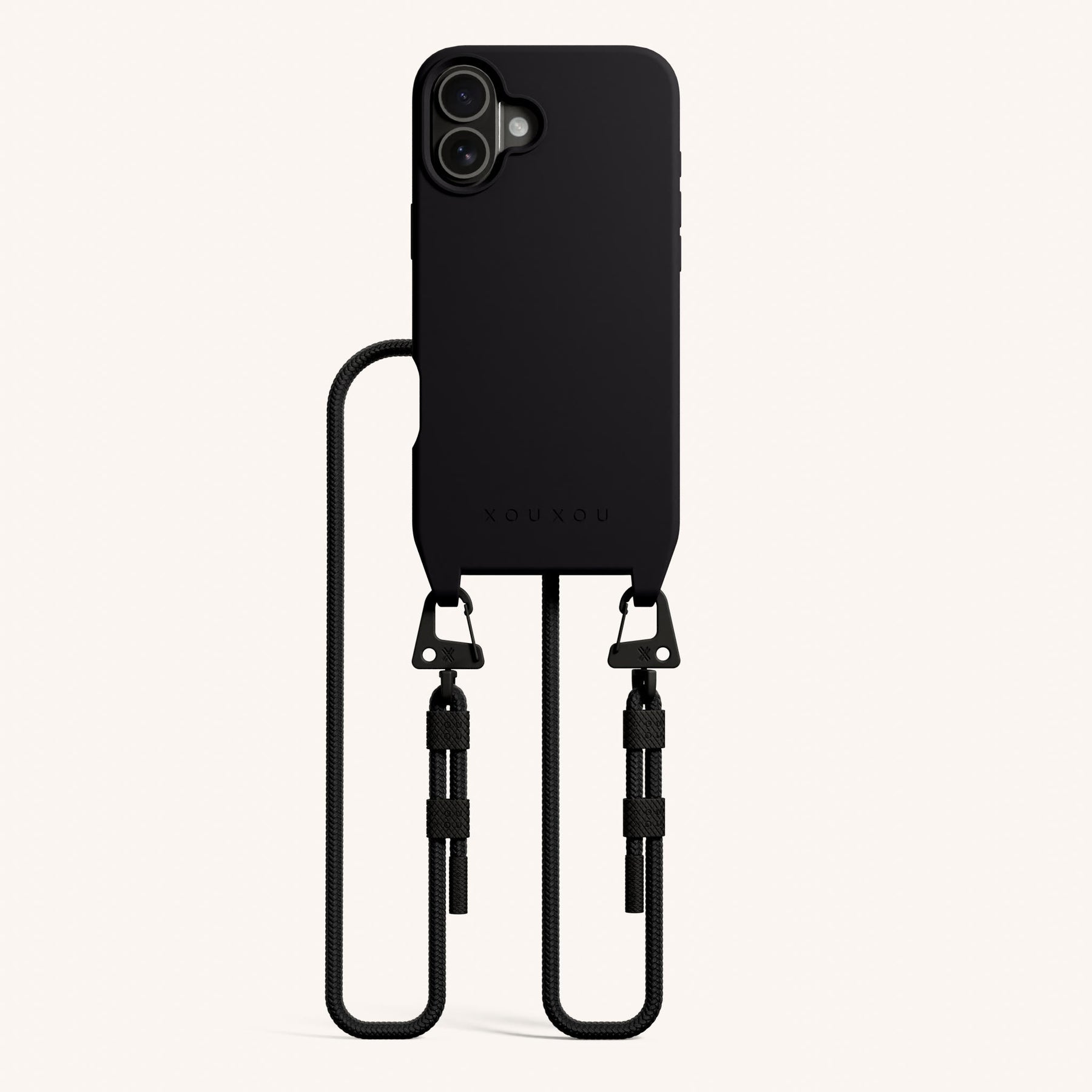 Handykette mit Karabinerband in Schwarz