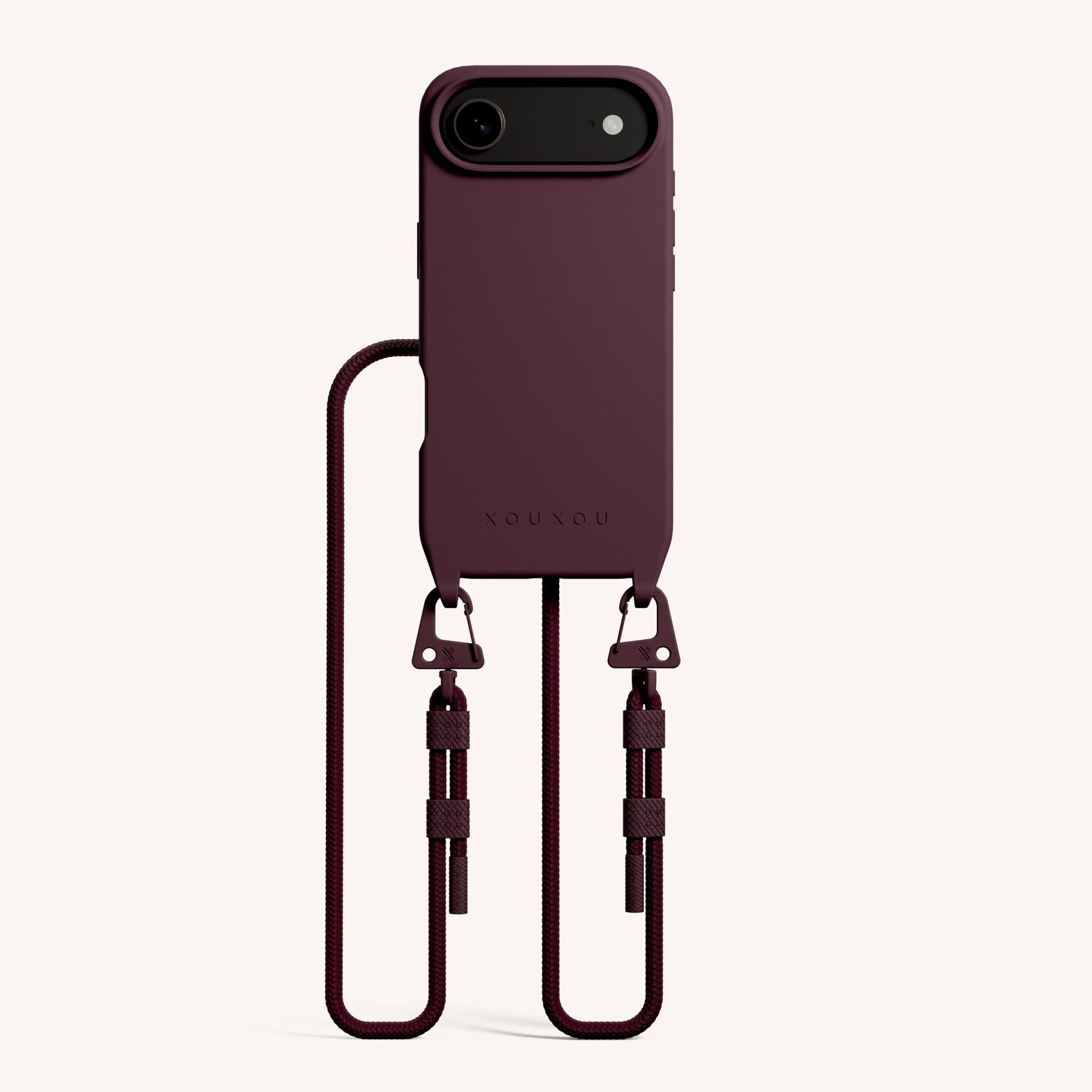 Phone Necklace with Carabiner Rope in Burgundy