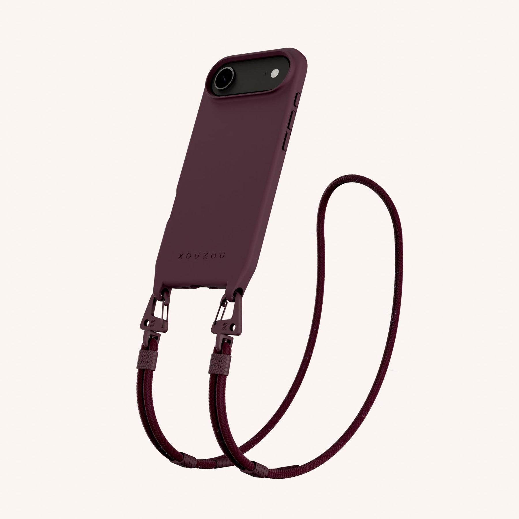 Phone Necklace with Carabiner Rope in Burgundy