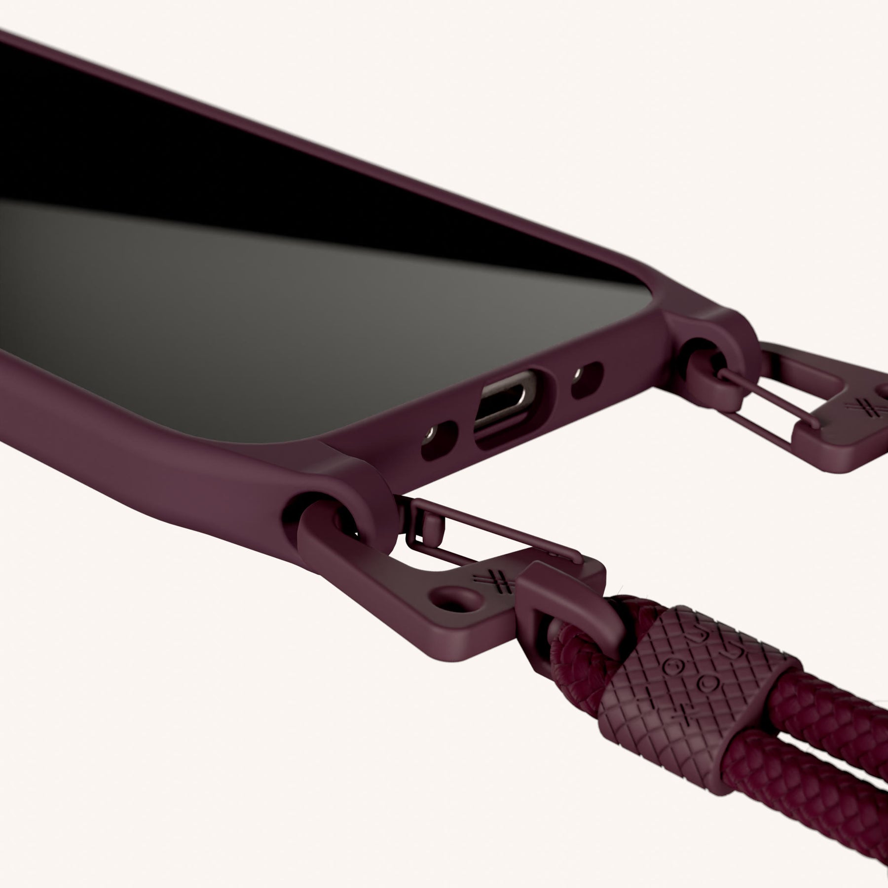 Phone Necklace with Carabiner Rope in Burgundy