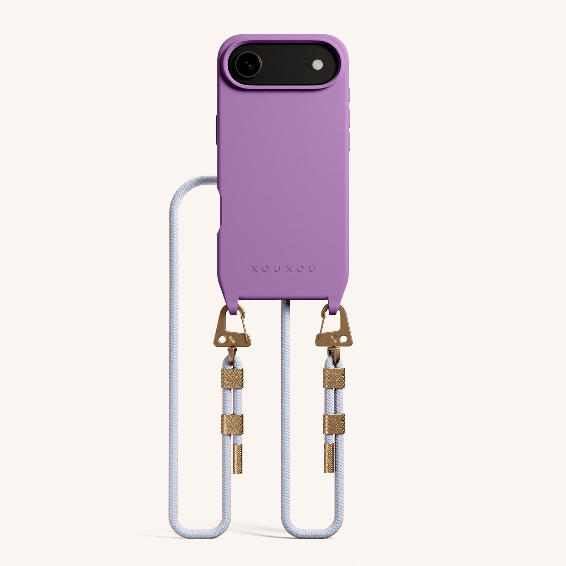 Phone Necklace with Carabiner Rope in Lavender + Vibrant Pastel