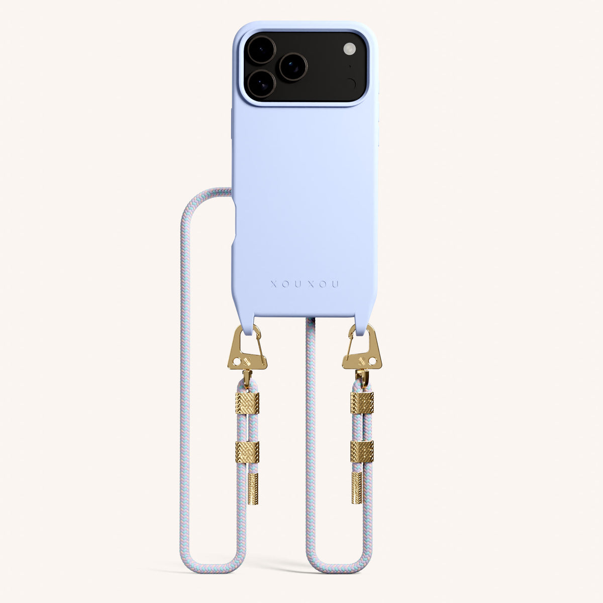 Phone Necklace with Carabiner Rope for iPhone 18 Pro Max with MagSafe in Baby Blue + Vibrant Pastel Total View | XOUXOU #phone model_iphone 18 pro max