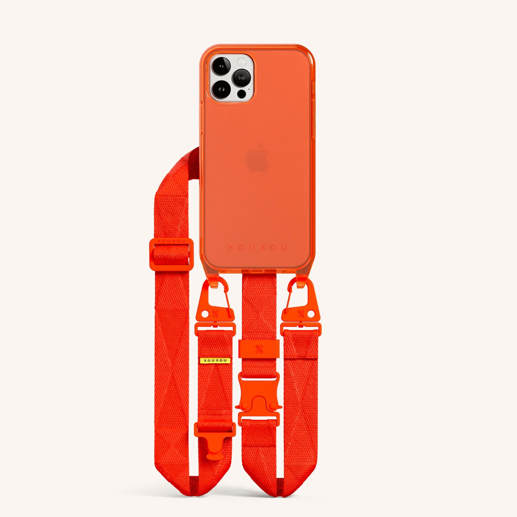 Handykette mit Gurt in Neon Orange transparent