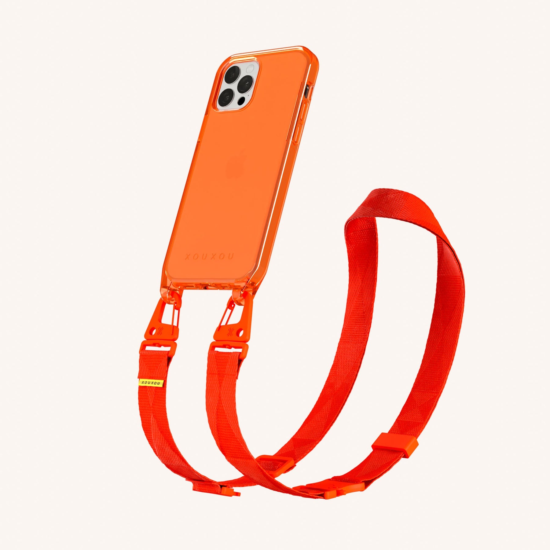 Handykette mit Gurt in Neon Orange transparent