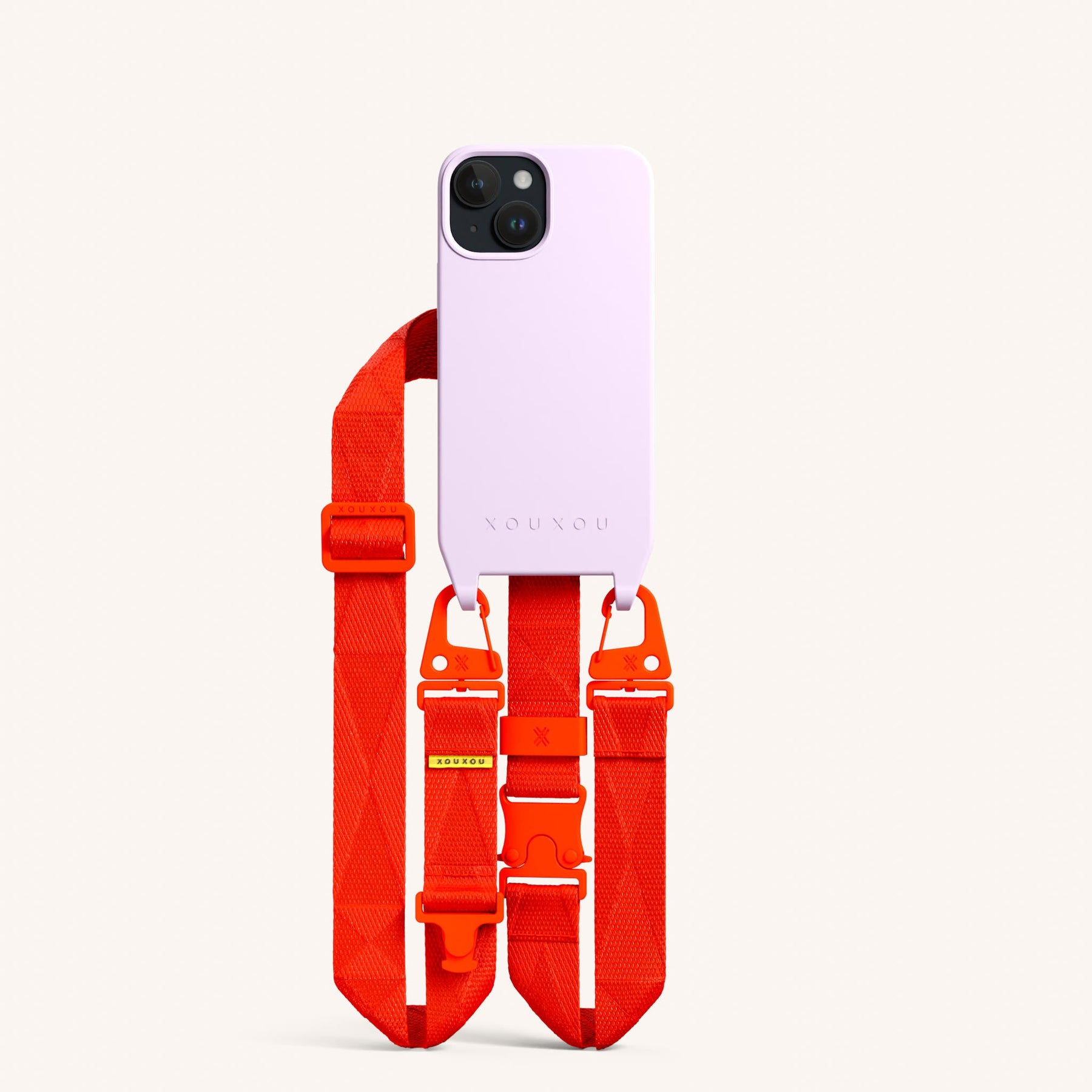 Handykette mit Gurt in Lila + Neon Orange