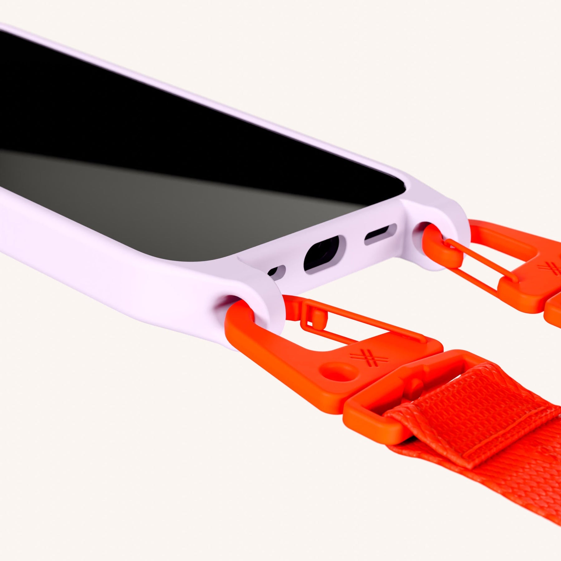 Handykette mit Gurt in Lila + Neon Orange