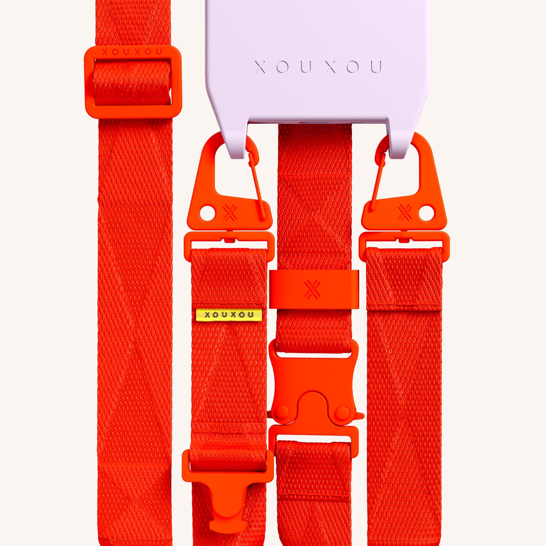 Handykette mit Gurt in Lila + Neon Orange