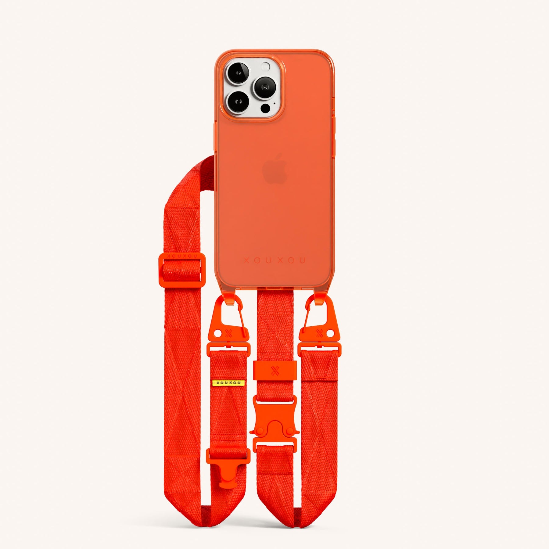 Handykette mit Gurt in Neon Orange transparent