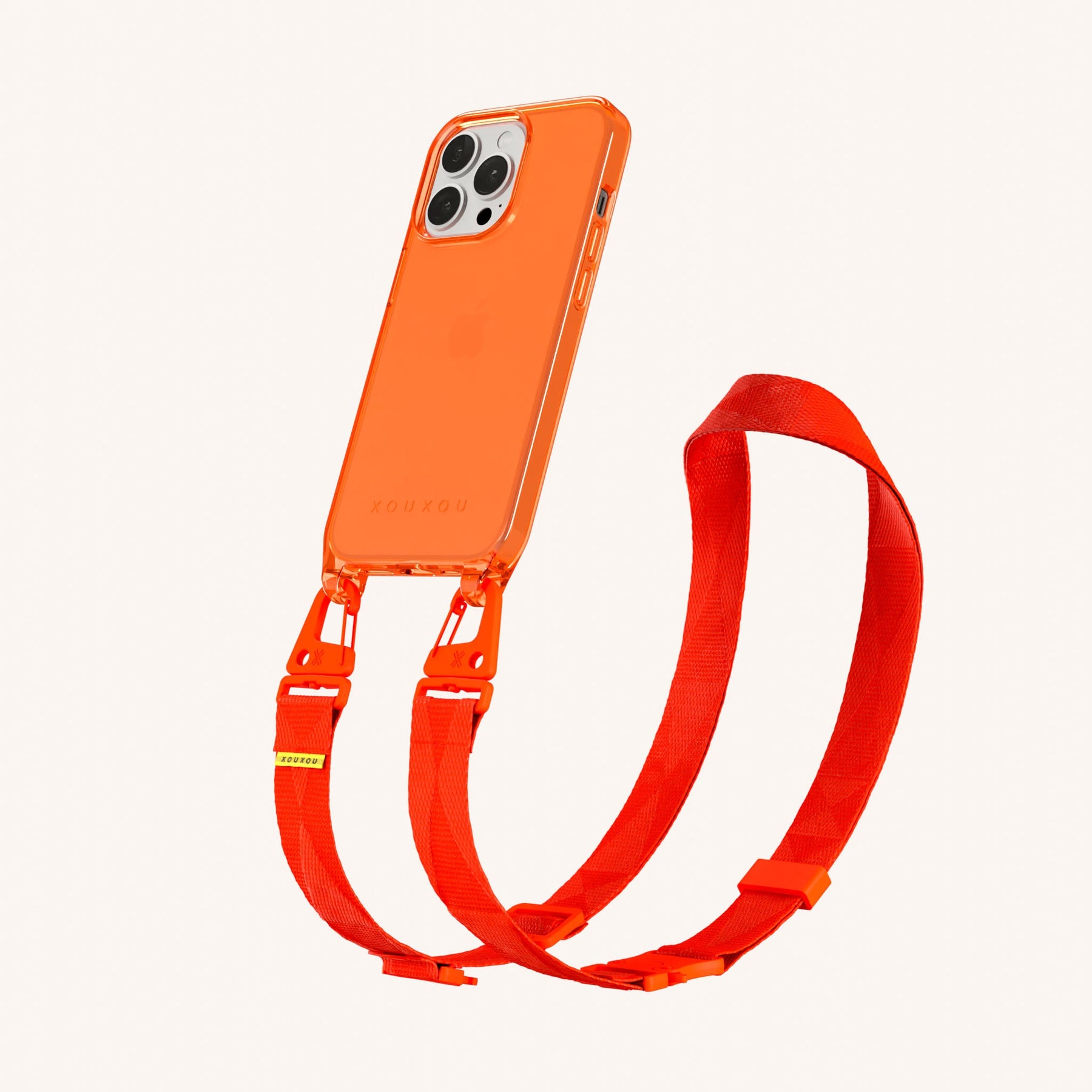 Handykette mit Gurt in Neon Orange transparent