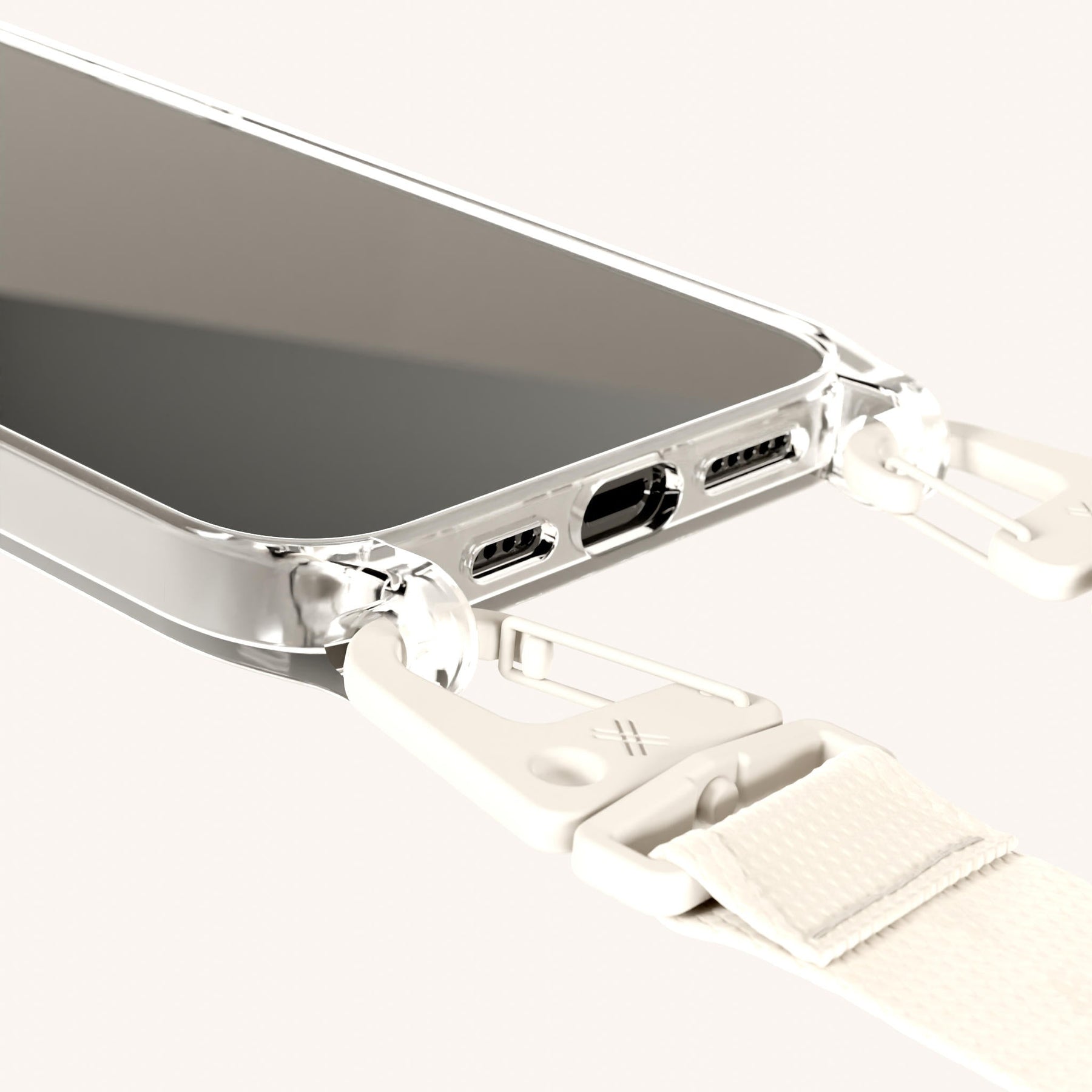 Phone Necklace with Lanyard in Clear + Chalk
