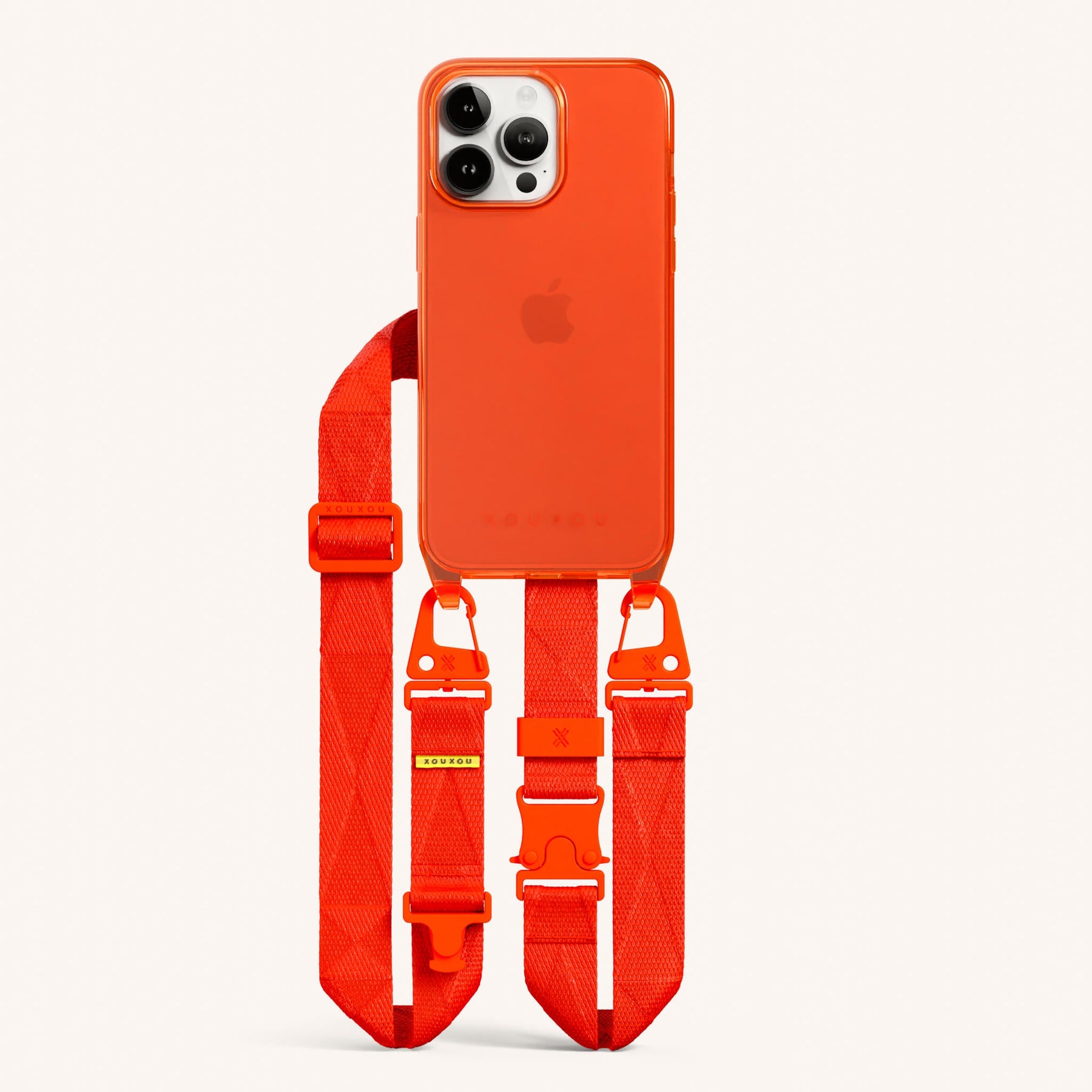 Handykette mit Gurt in Neon Orange transparent