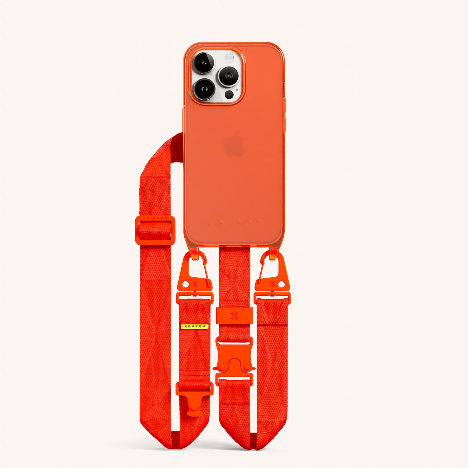 Handykette mit Gurt in Neon Orange transparent