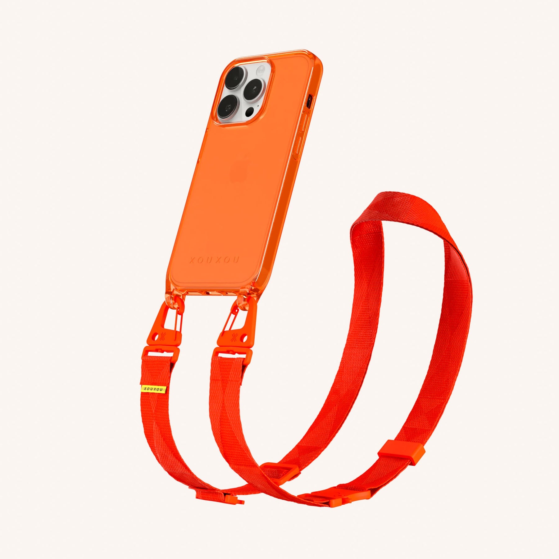 Handykette mit Gurt in Neon Orange transparent