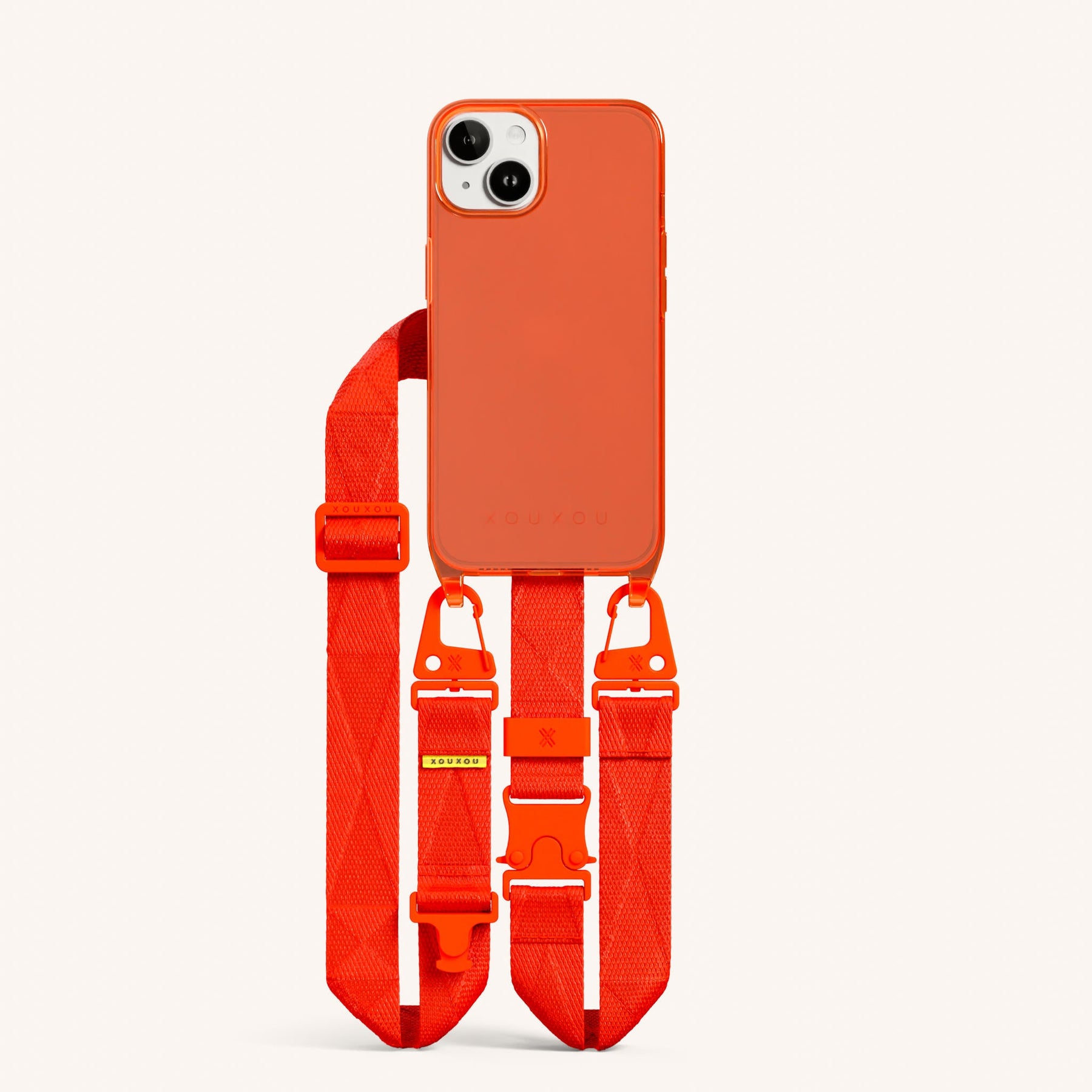 Handykette mit Gurt in Neon Orange transparent