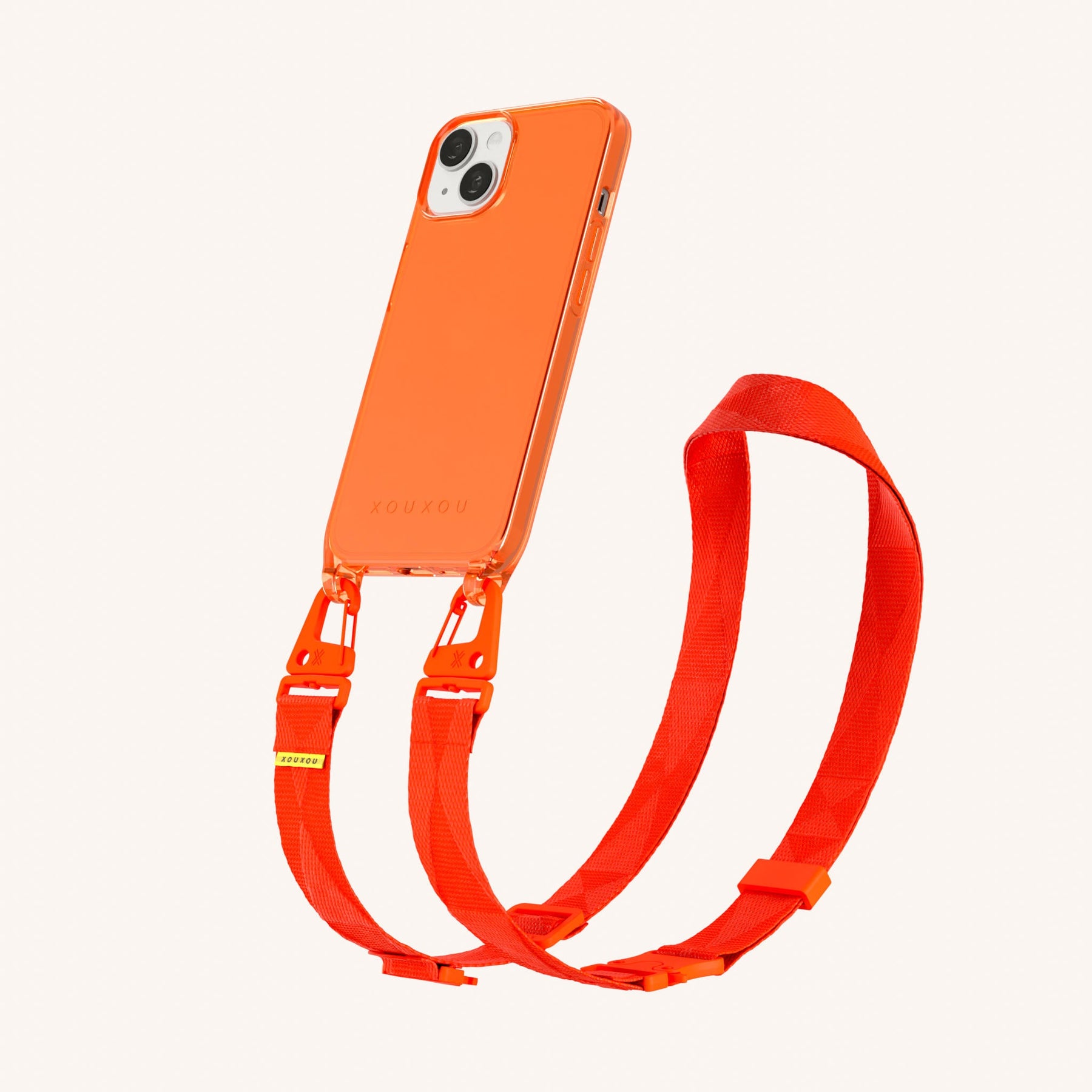 Handykette mit Gurt in Neon Orange transparent