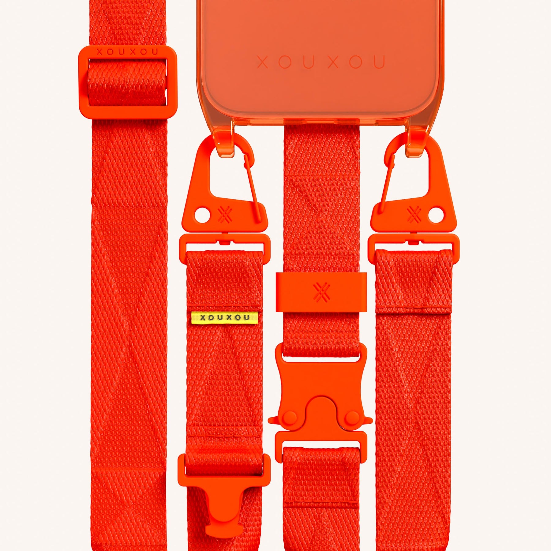 Handykette mit Gurt in Neon Orange transparent
