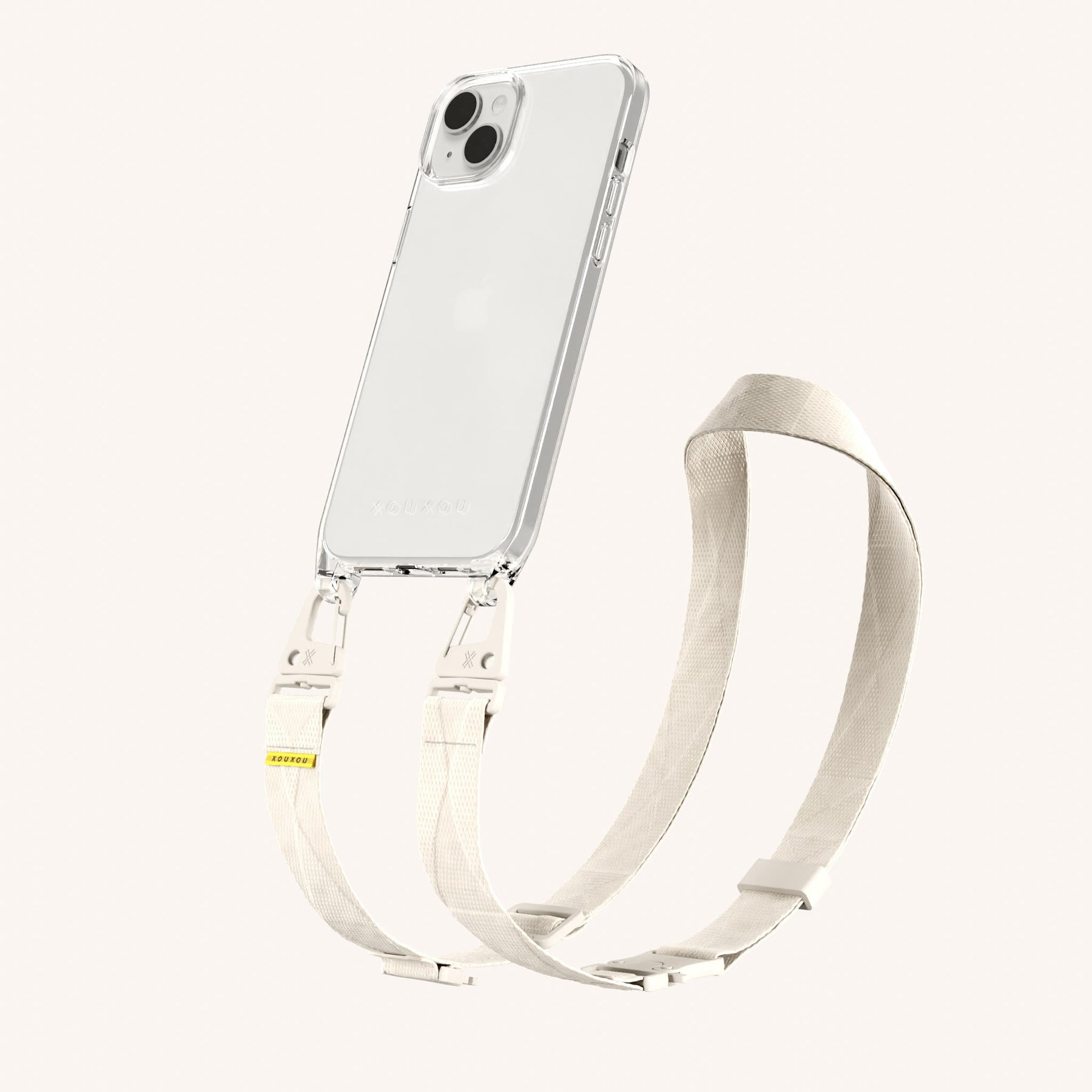 Phone Necklace with Lanyard in Clear + Chalk