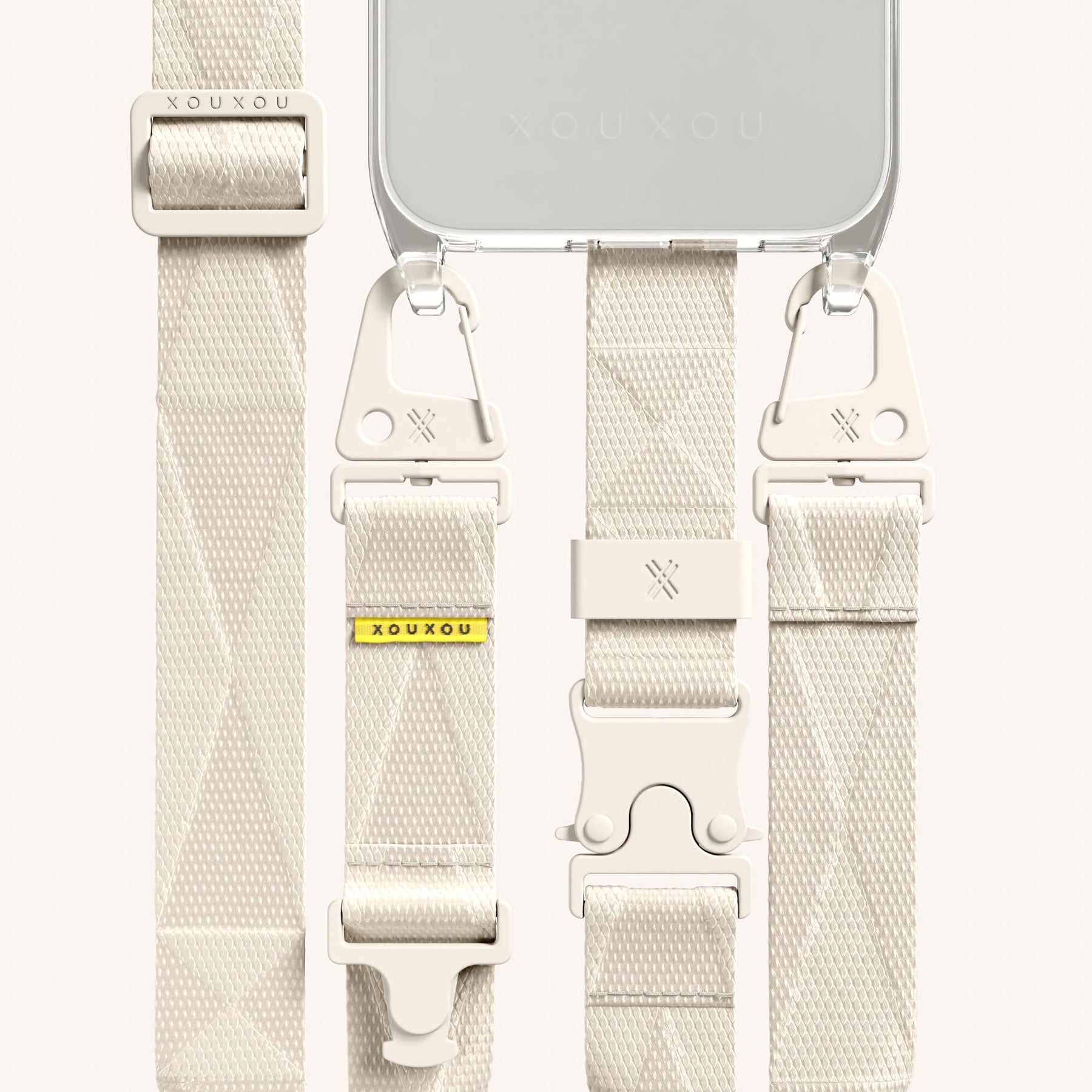 Phone Necklace with Lanyard in Clear + Chalk
