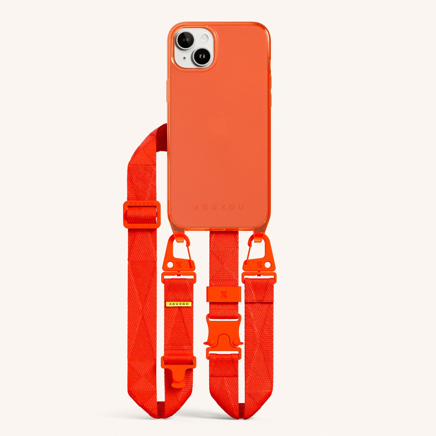 Handykette mit Gurt in Neon Orange transparent