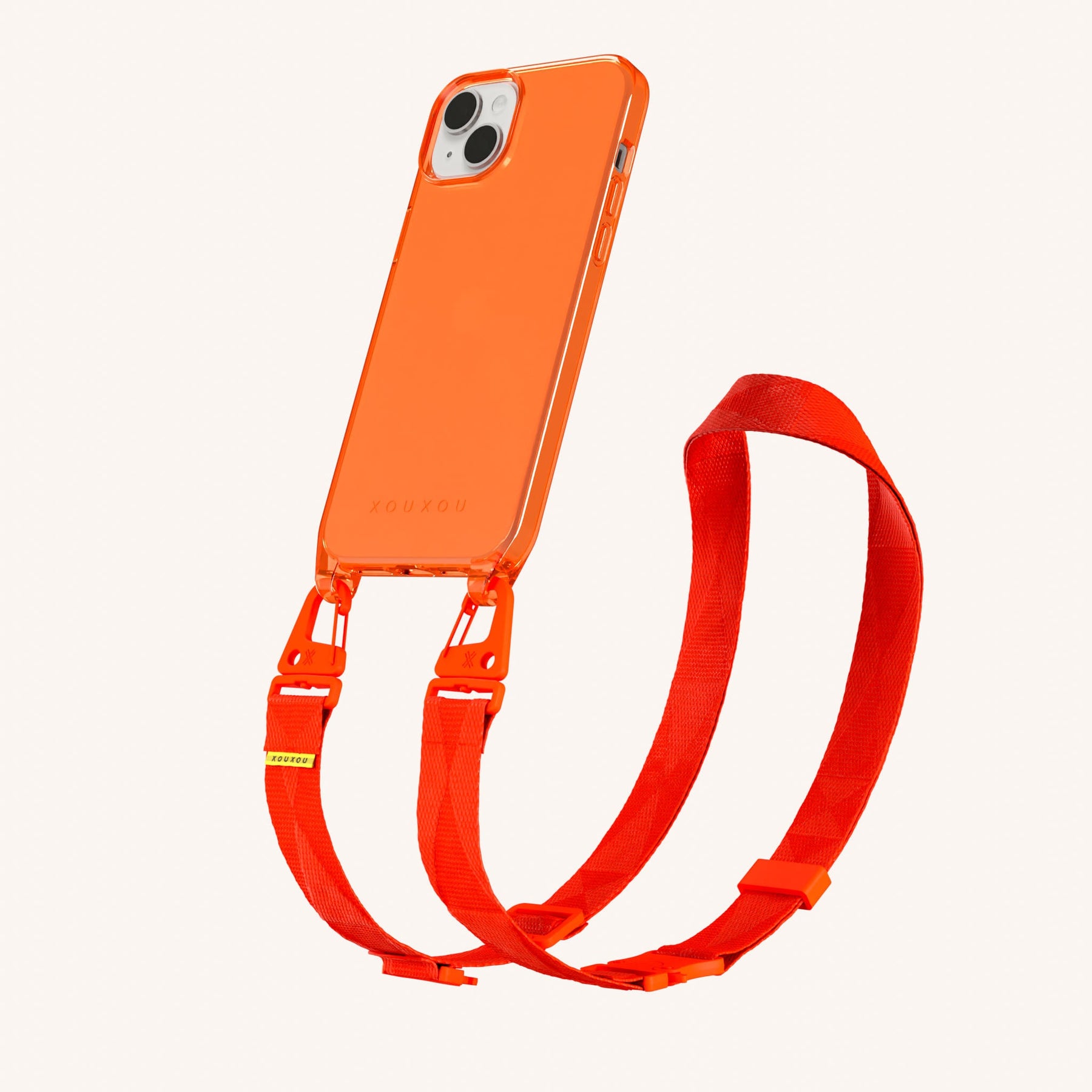 Handykette mit Gurt in Neon Orange transparent