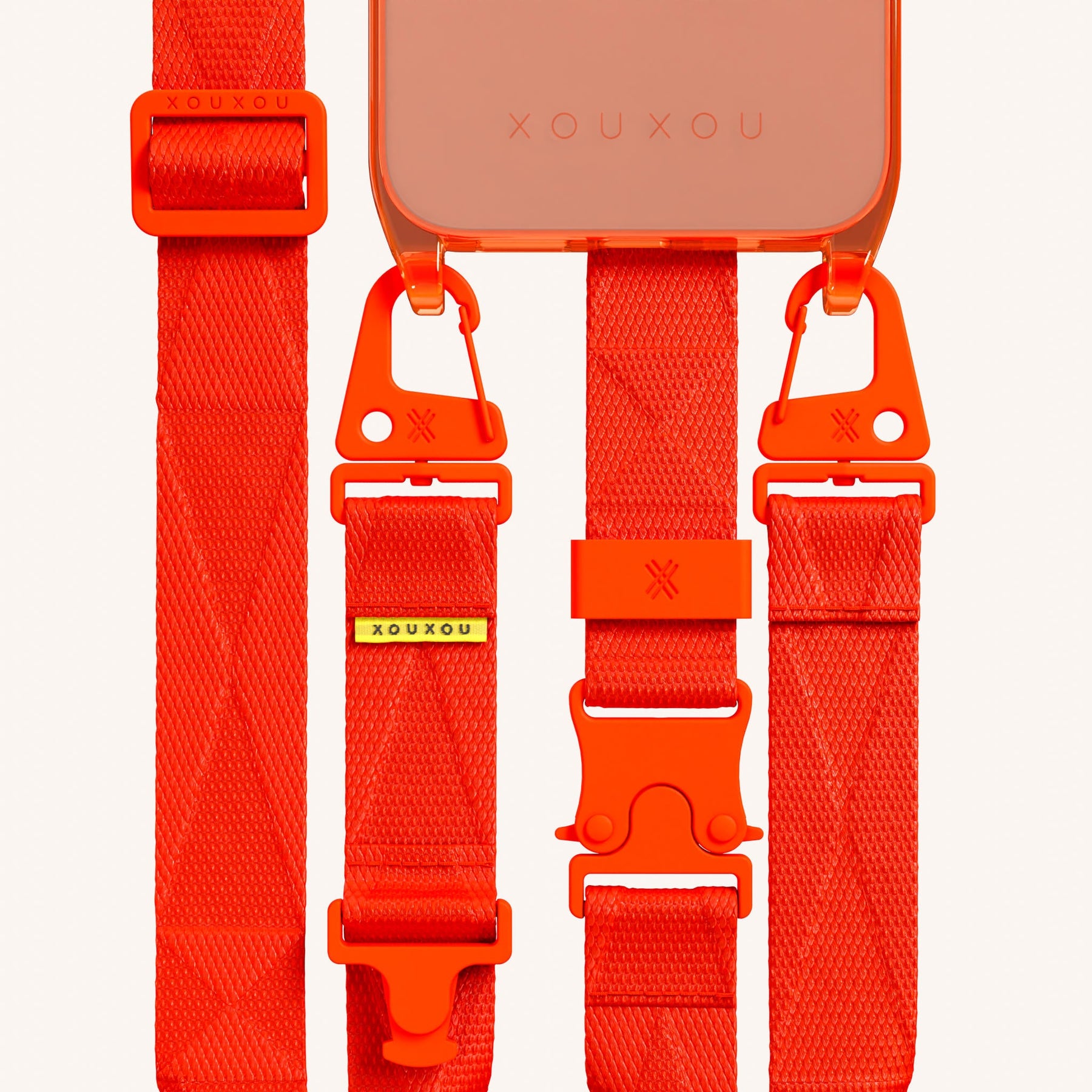 Handykette mit Gurt in Neon Orange transparent