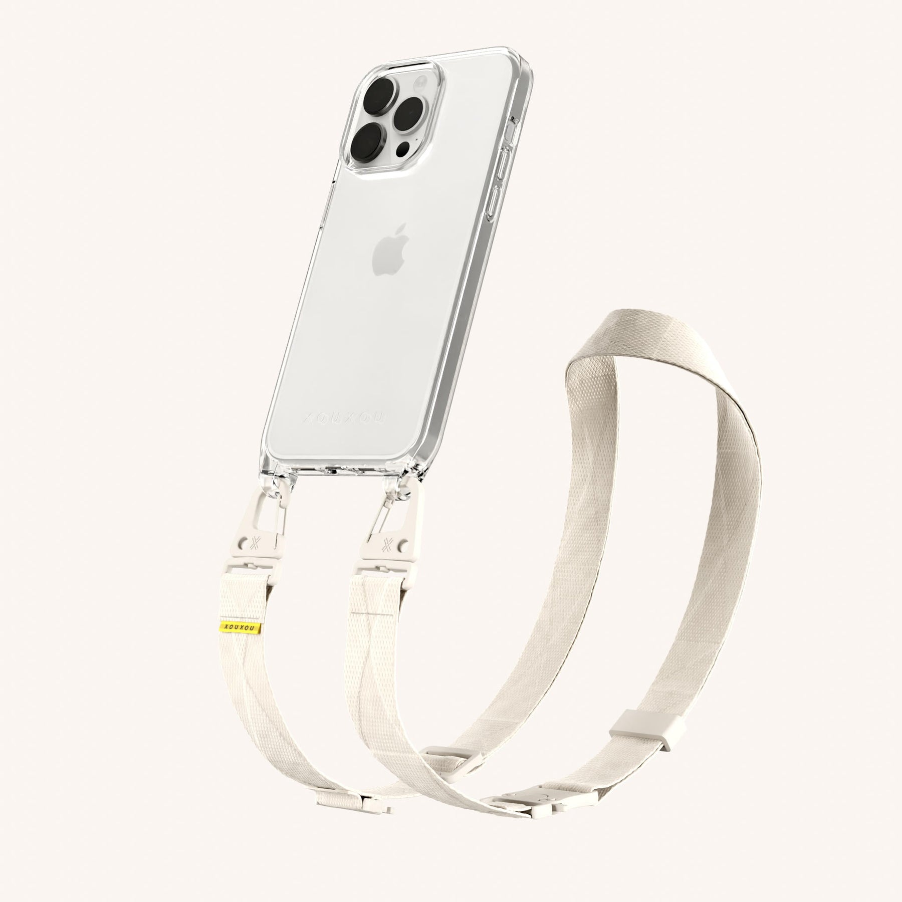 Phone Necklace with Lanyard in Clear + Chalk
