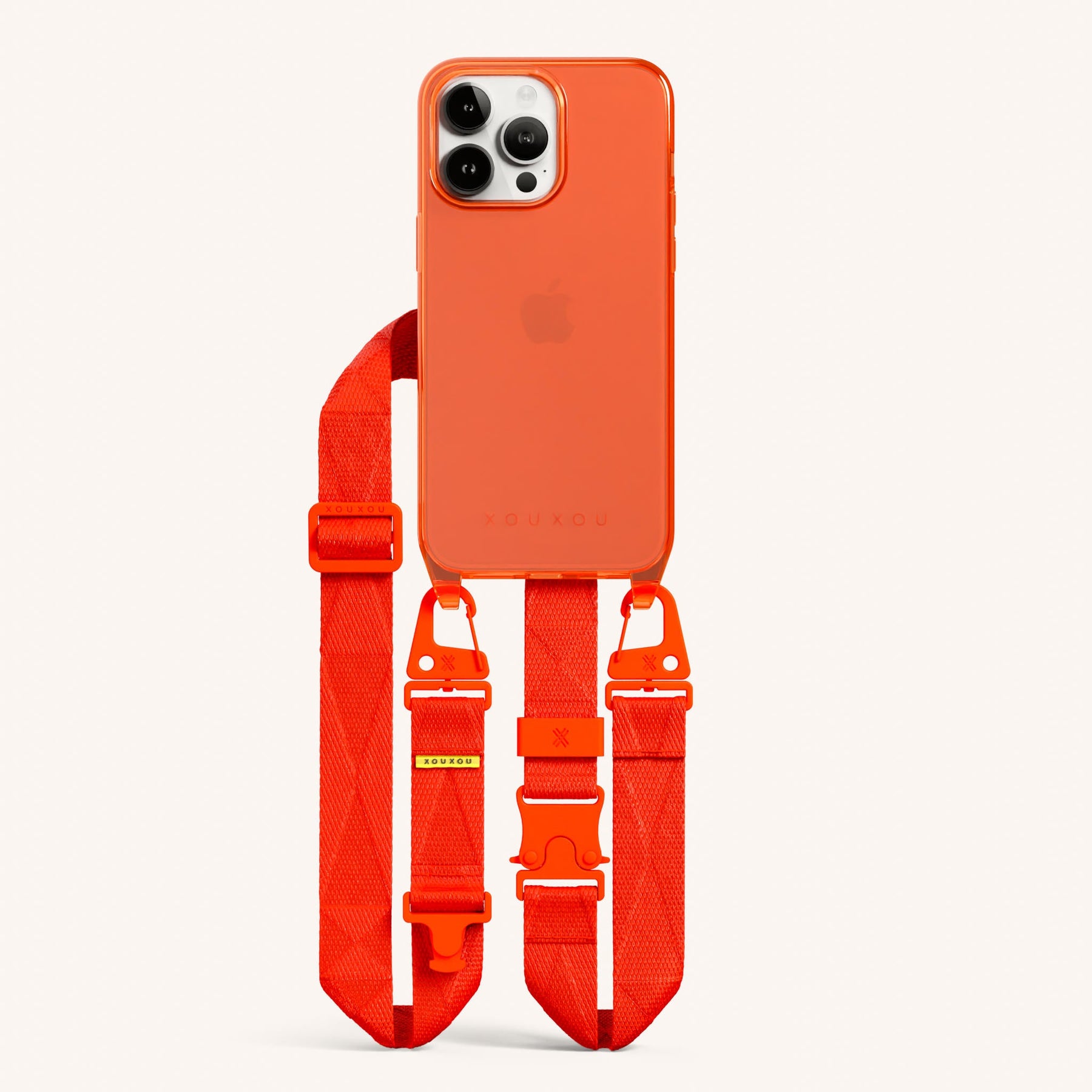 Handykette mit Gurt in Neon Orange transparent