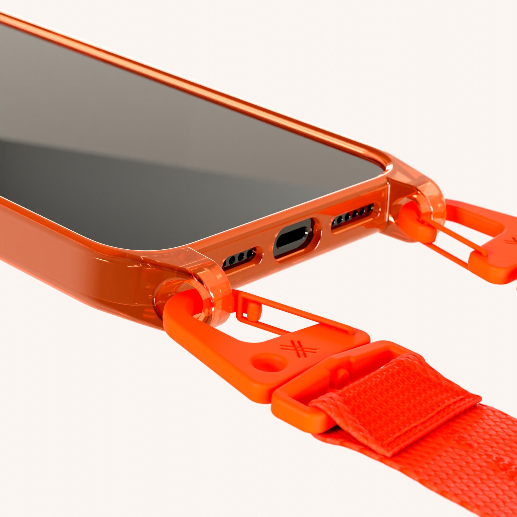 Handykette mit Gurt in Neon Orange transparent