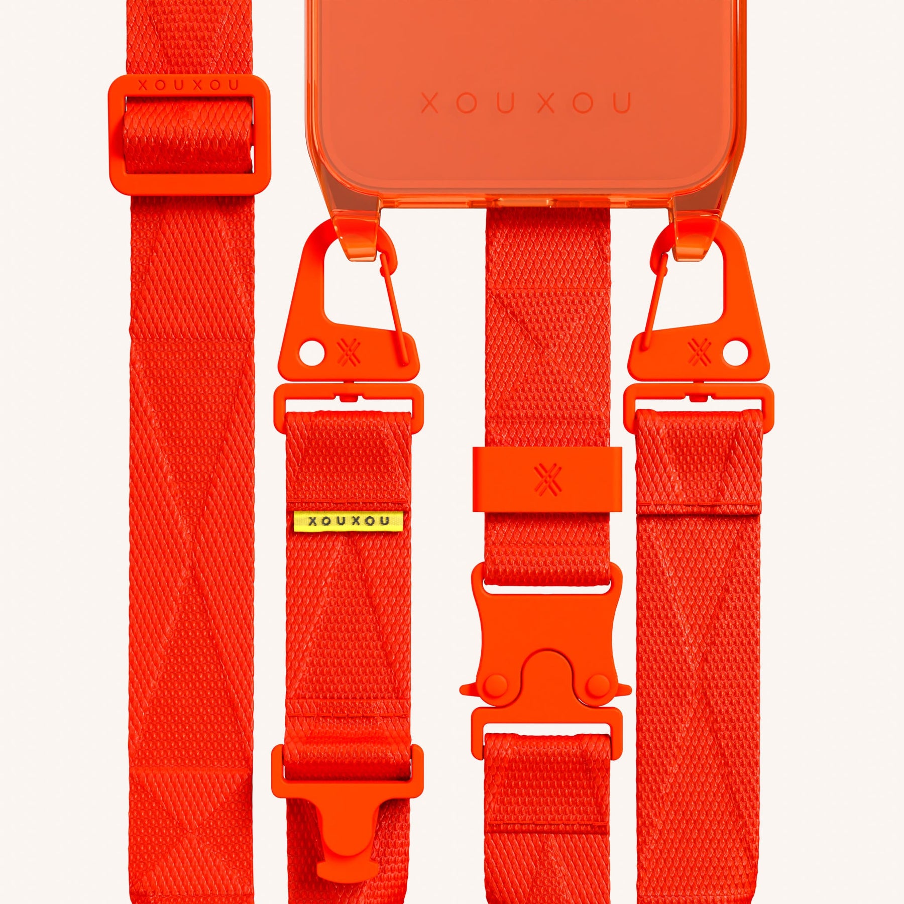 Handykette mit Gurt in Neon Orange transparent