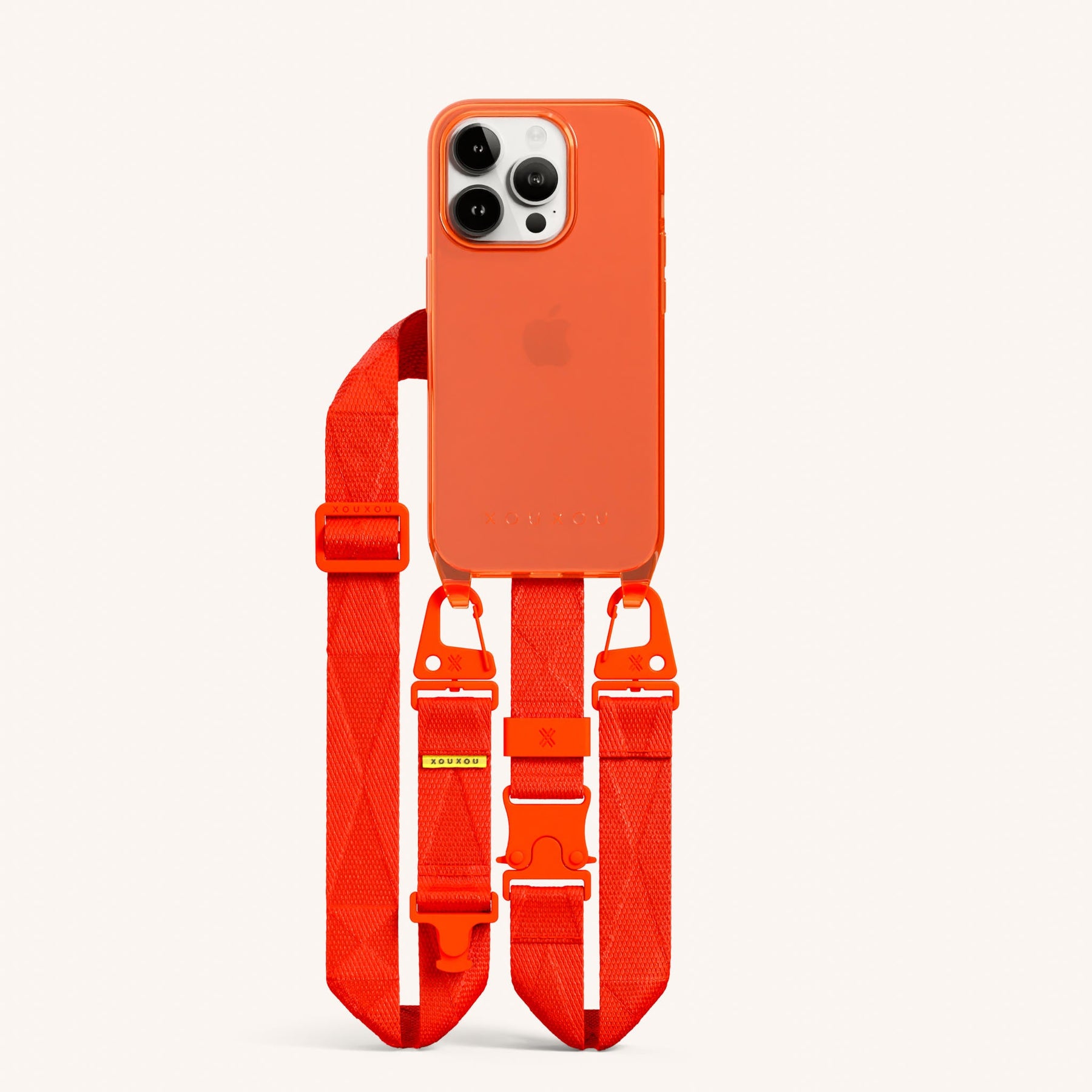 Handykette mit Gurt in Neon Orange transparent
