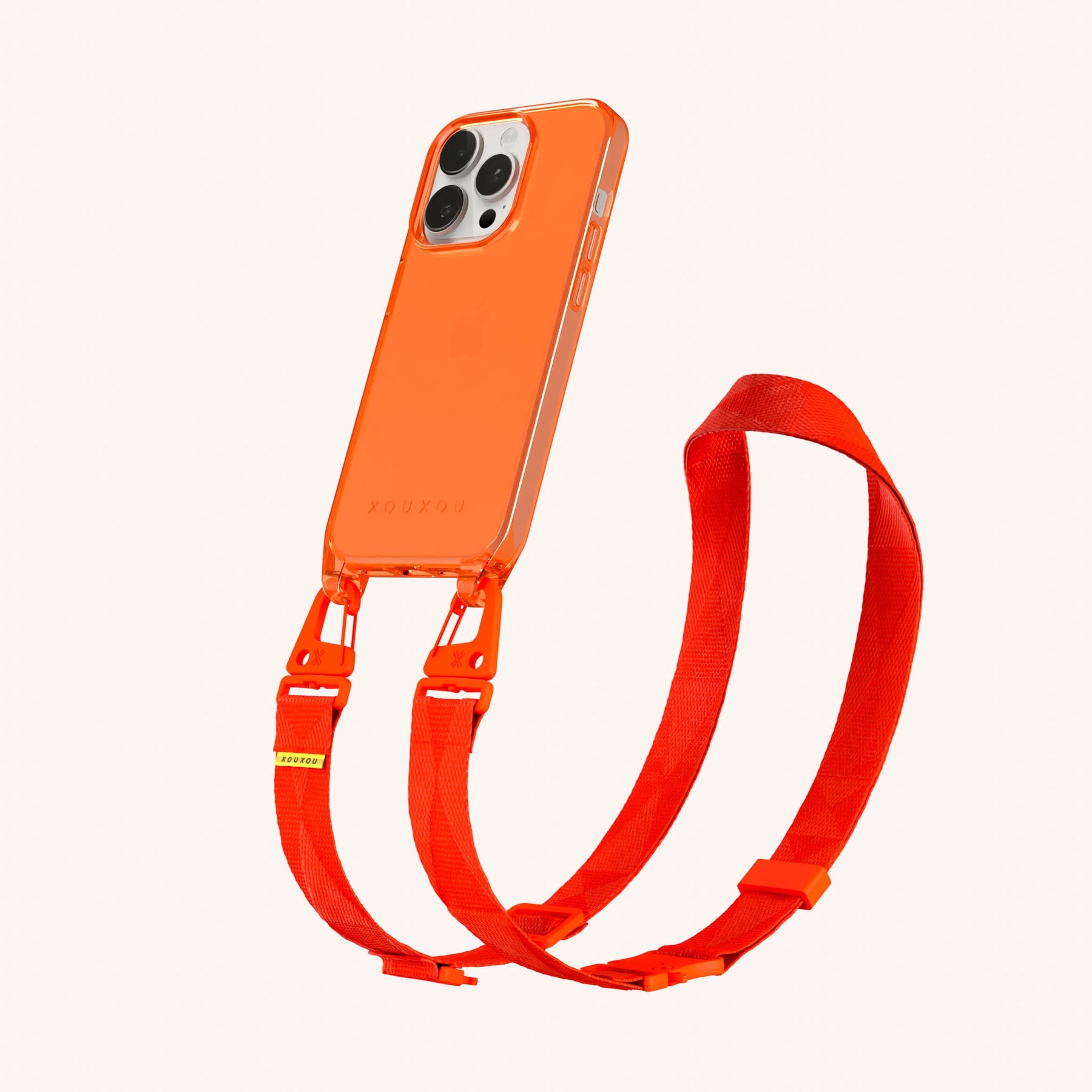 Handykette mit Gurt in Neon Orange transparent