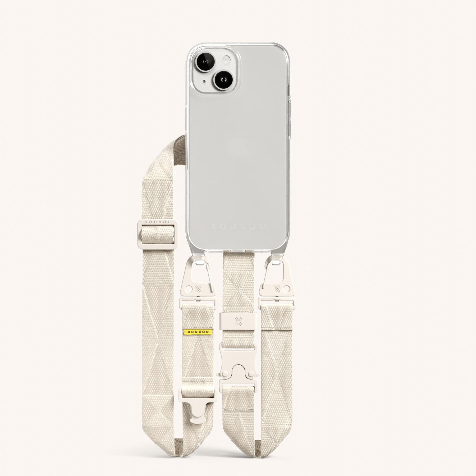 Phone Necklace with Lanyard in Clear + Chalk