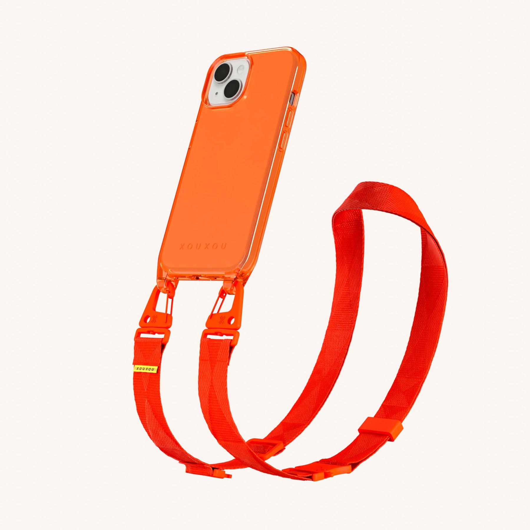 Handykette mit Gurt in Neon Orange transparent
