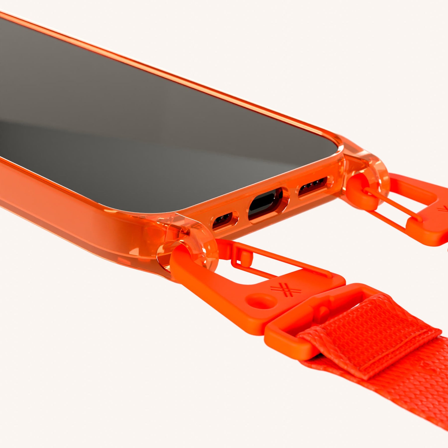 Handykette mit Gurt in Neon Orange transparent