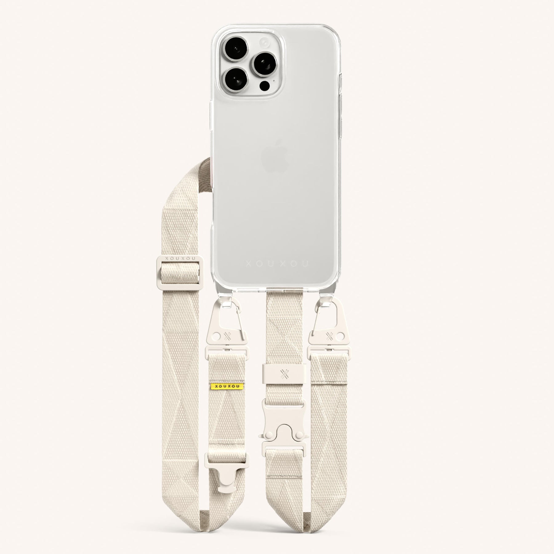 Phone Necklace with Lanyard in Clear + Chalk