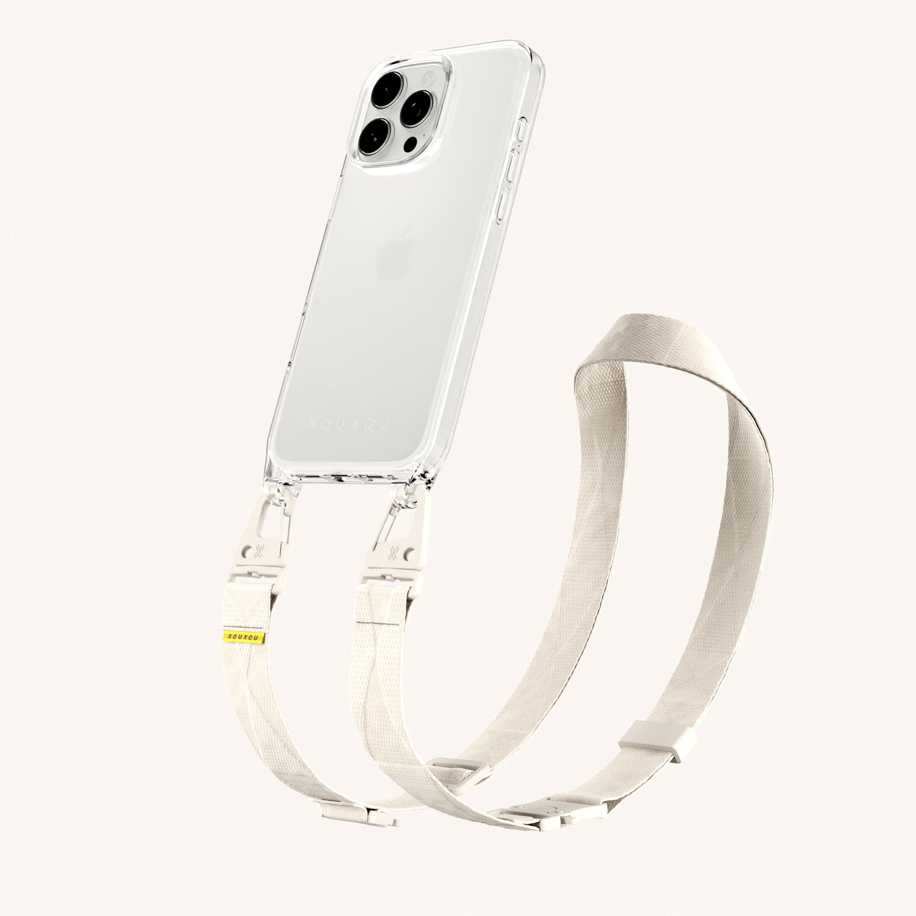 Phone Necklace with Lanyard in Clear + Chalk