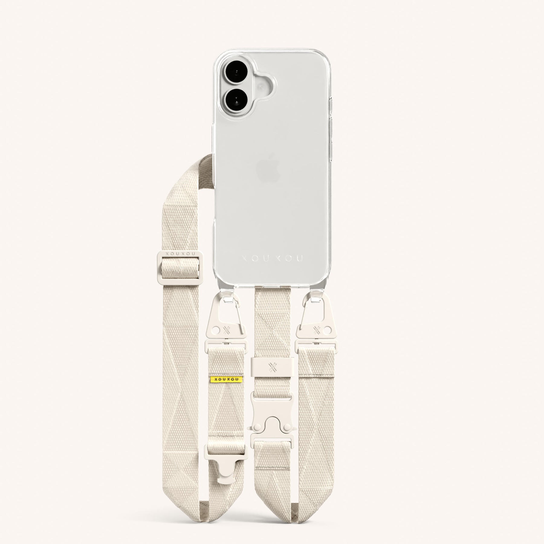 Phone Necklace with Lanyard in Clear + Chalk
