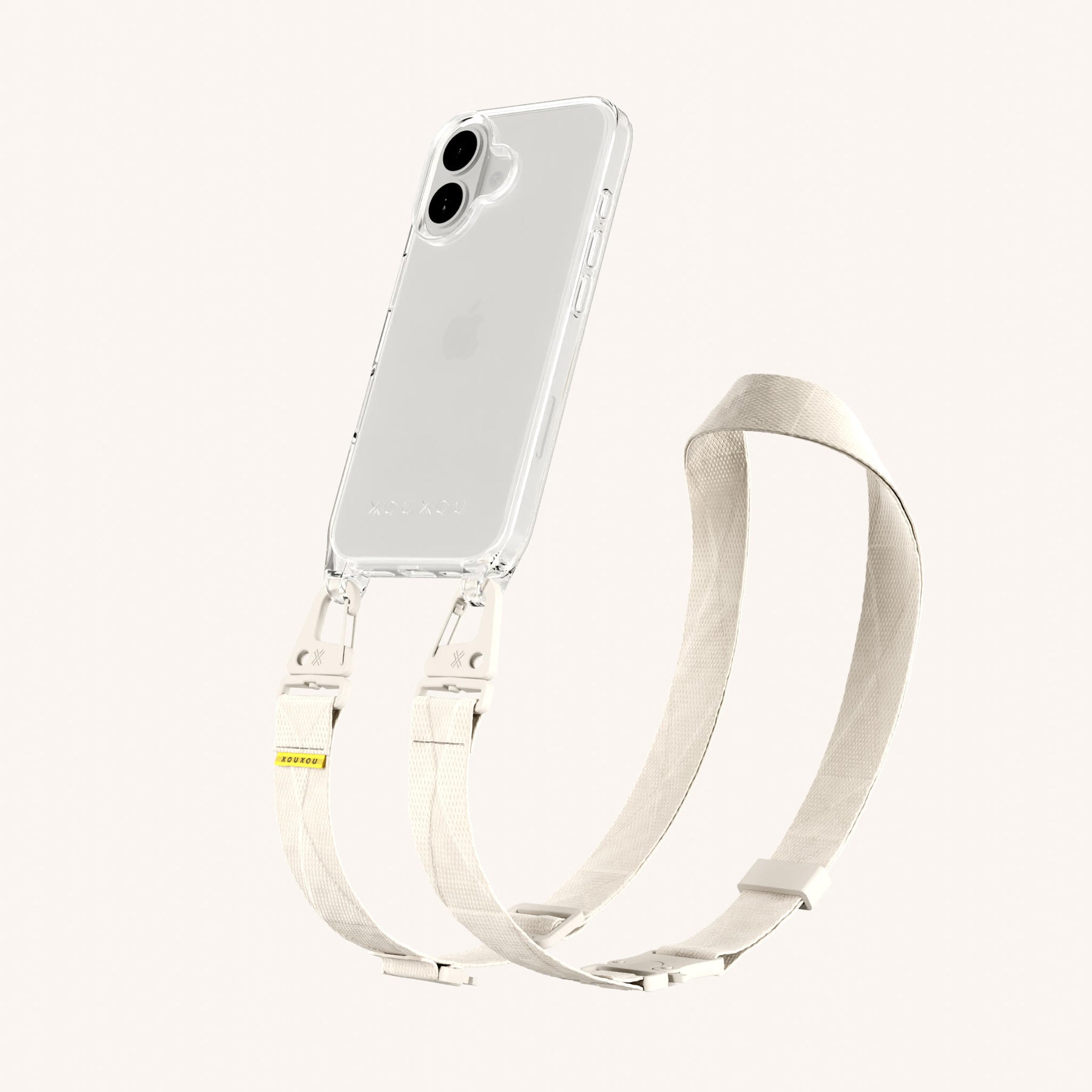 Phone Necklace with Lanyard in Clear + Chalk