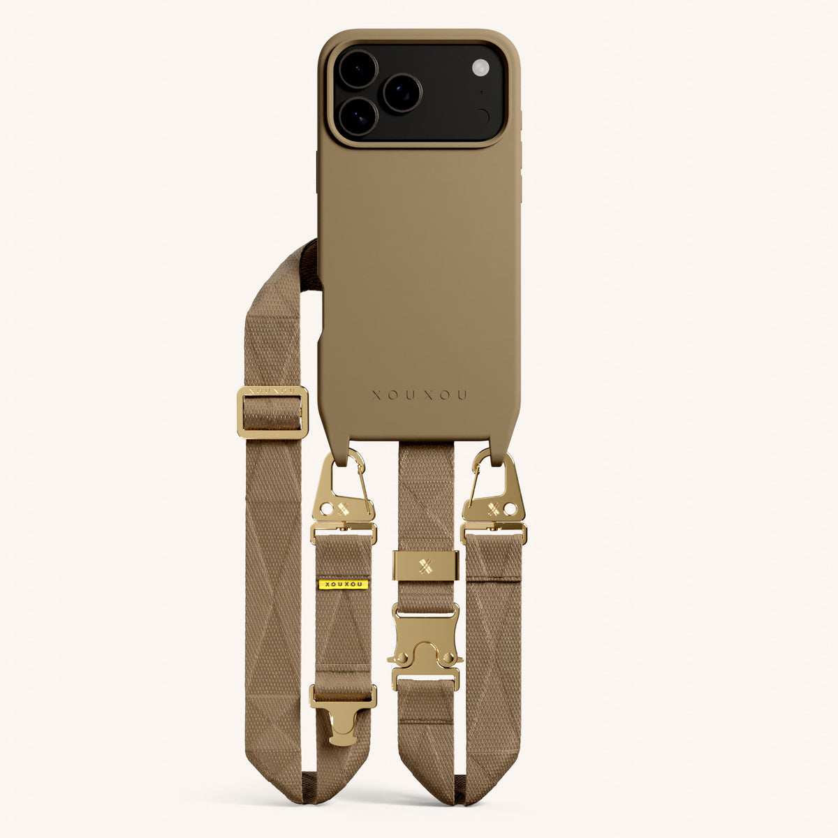 Phone Necklace with Lanyard for iPhone 18 Pro Max with MagSafe in Taupe Total View | XOUXOU #phone model_iphone 18 pro max