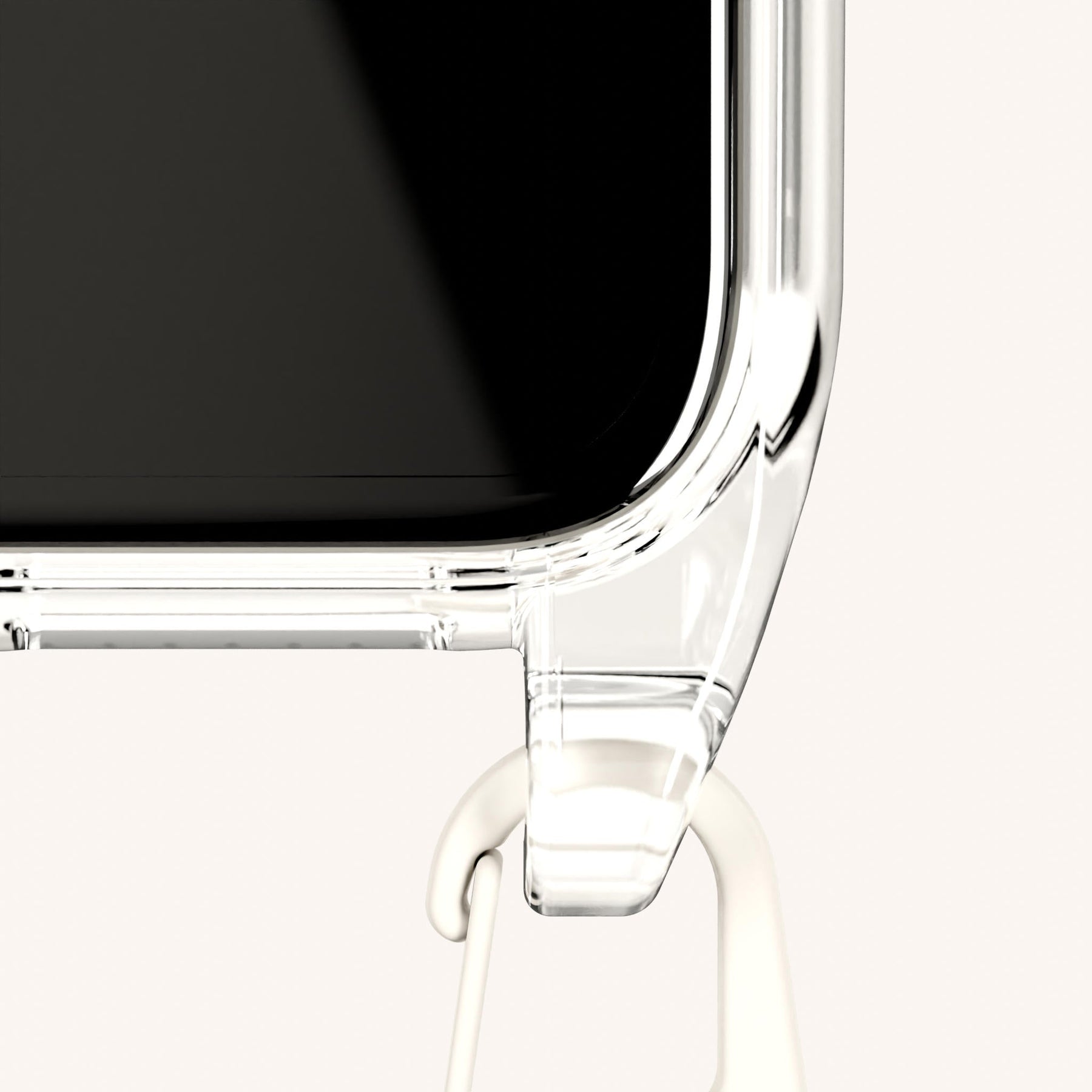 Handykette mit schmalem Gurt in Transparent + Kreideweiss