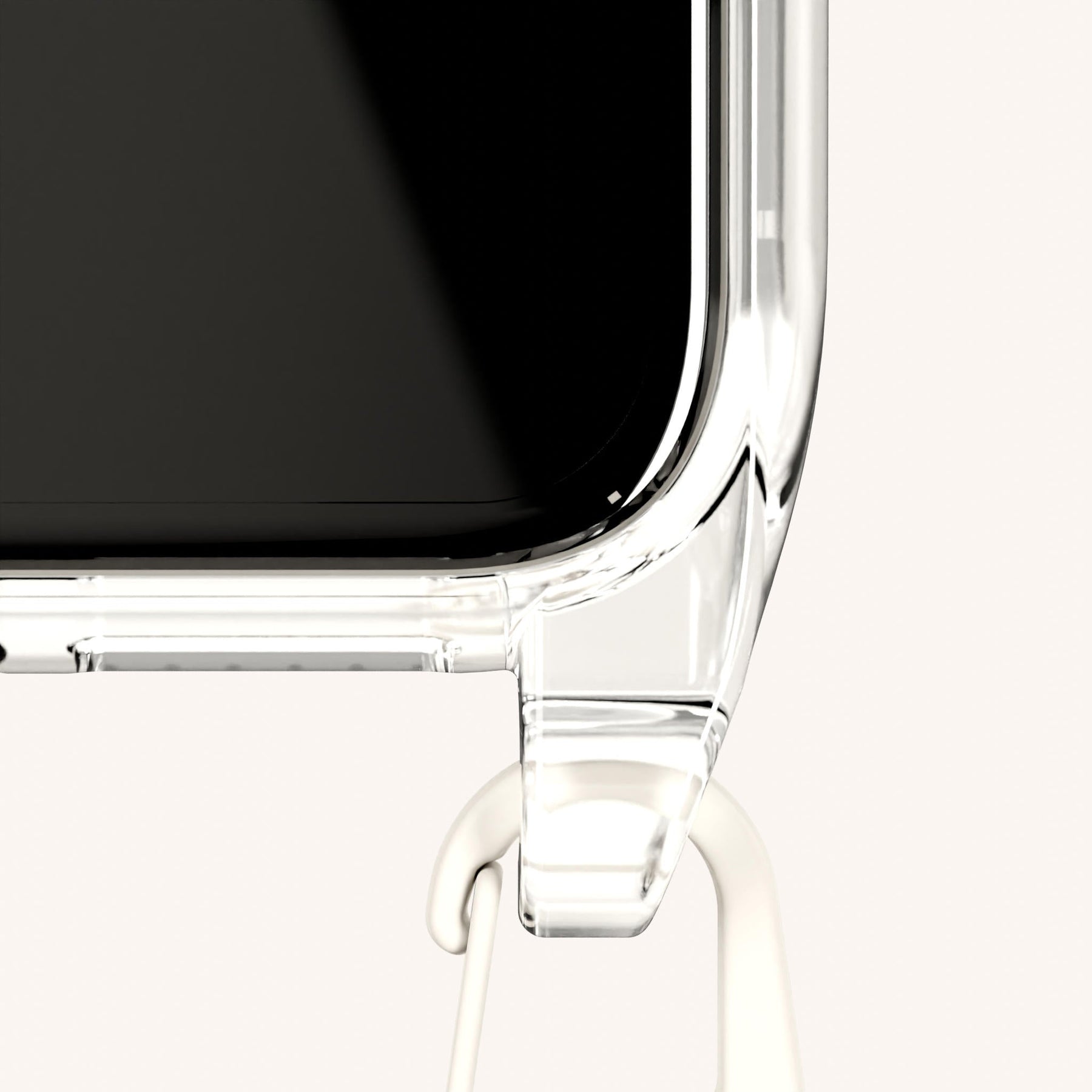 Handykette mit schmalem Gurt in Transparent + Kreideweiss