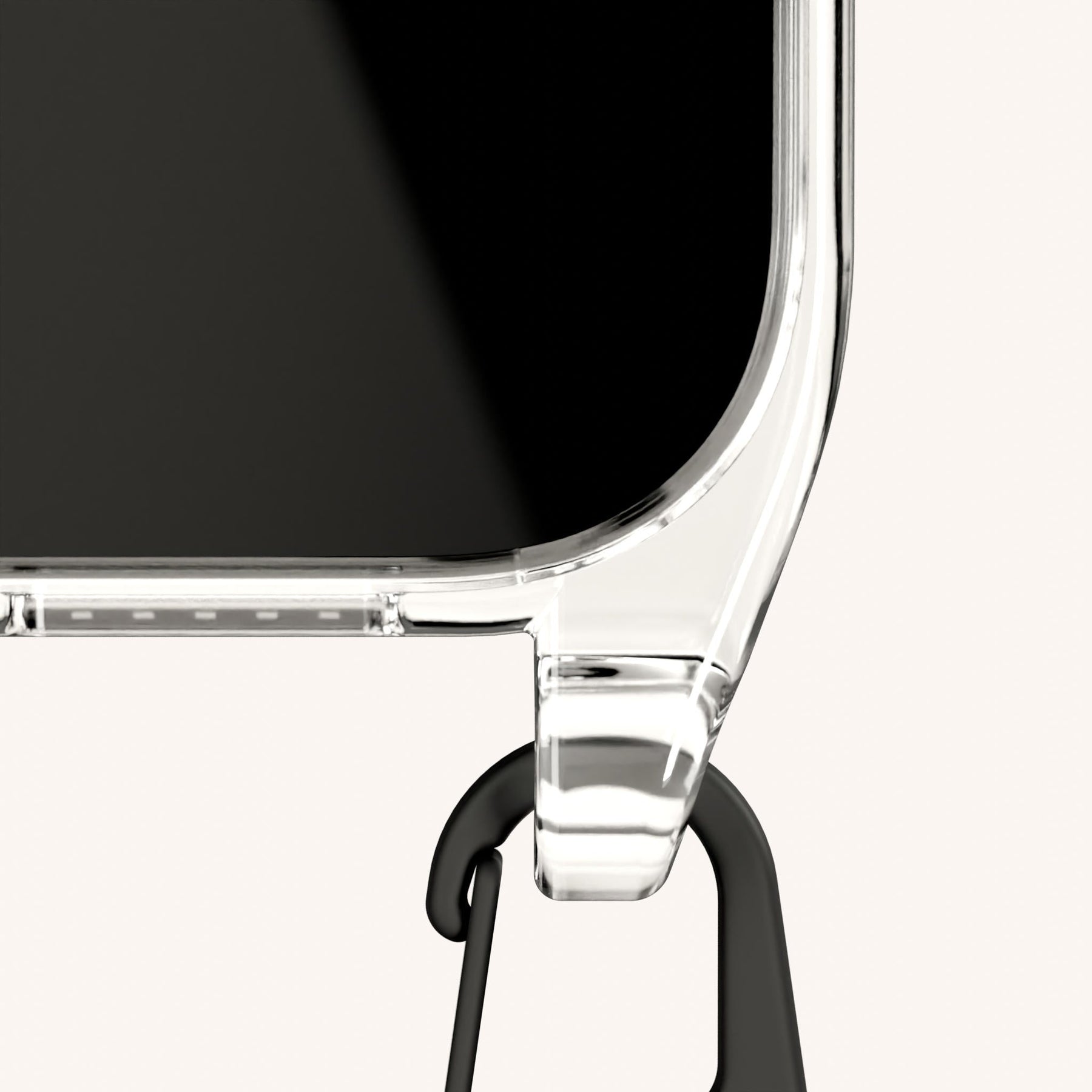 Handykette mit schmalem Gurt in Transparent + Schwarz