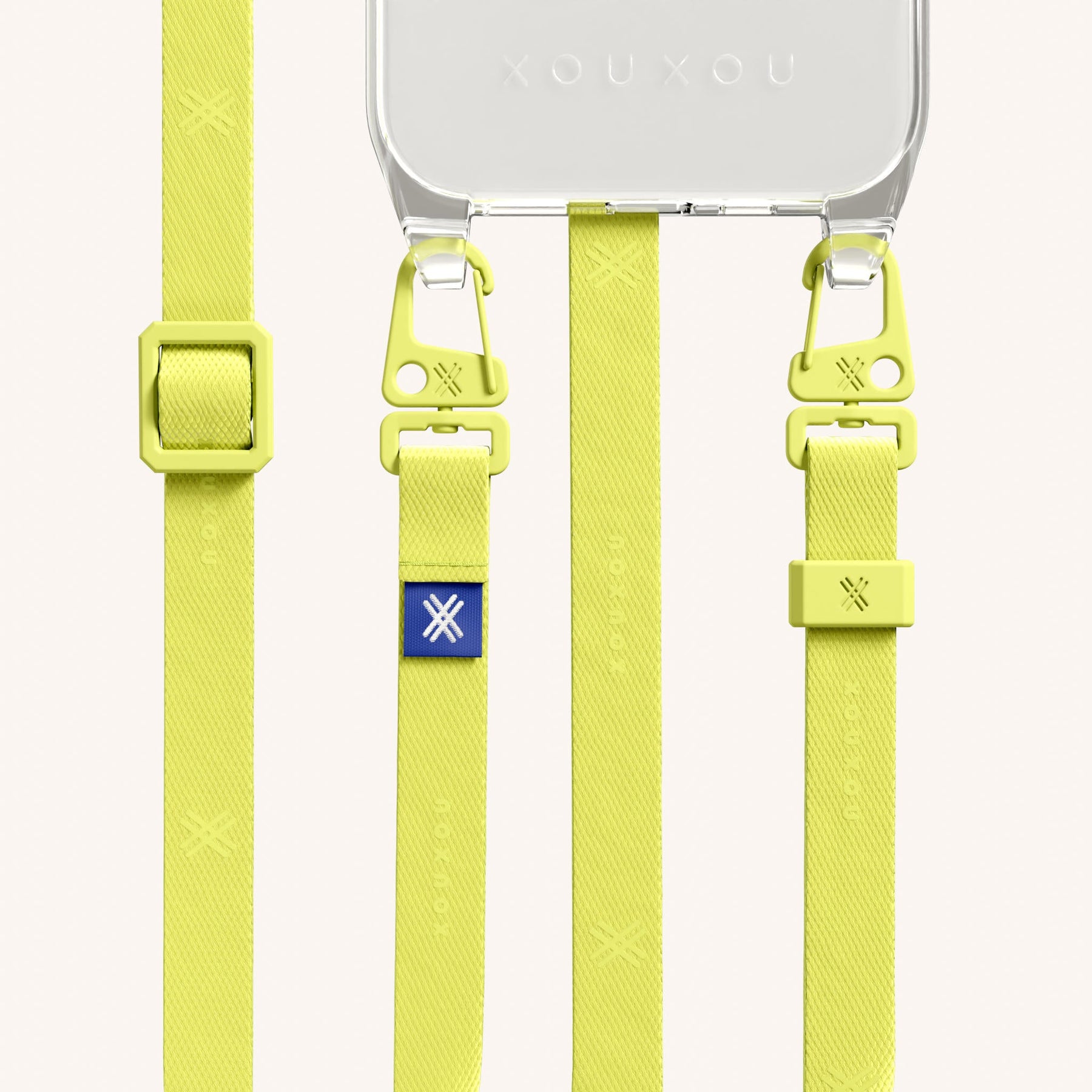 Phone Necklace with Slim Lanyard in Clear + Limoncello