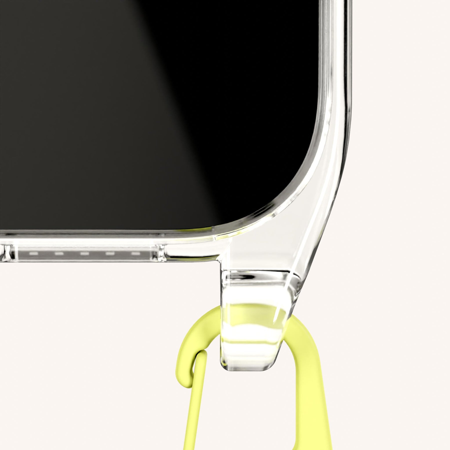 Phone Necklace with Slim Lanyard in Clear + Limoncello