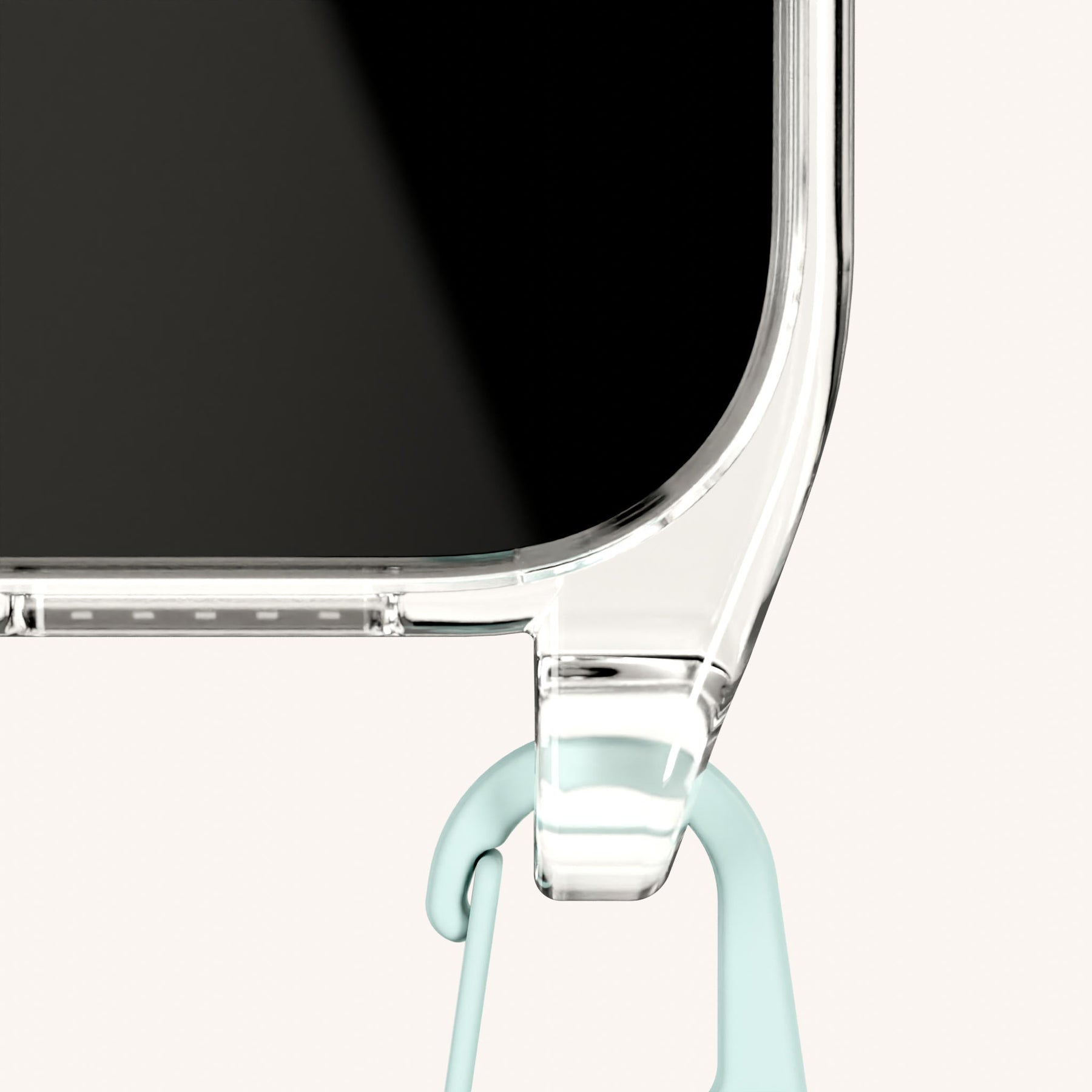 Phone Necklace with Slim Lanyard in Clear + Azzurro